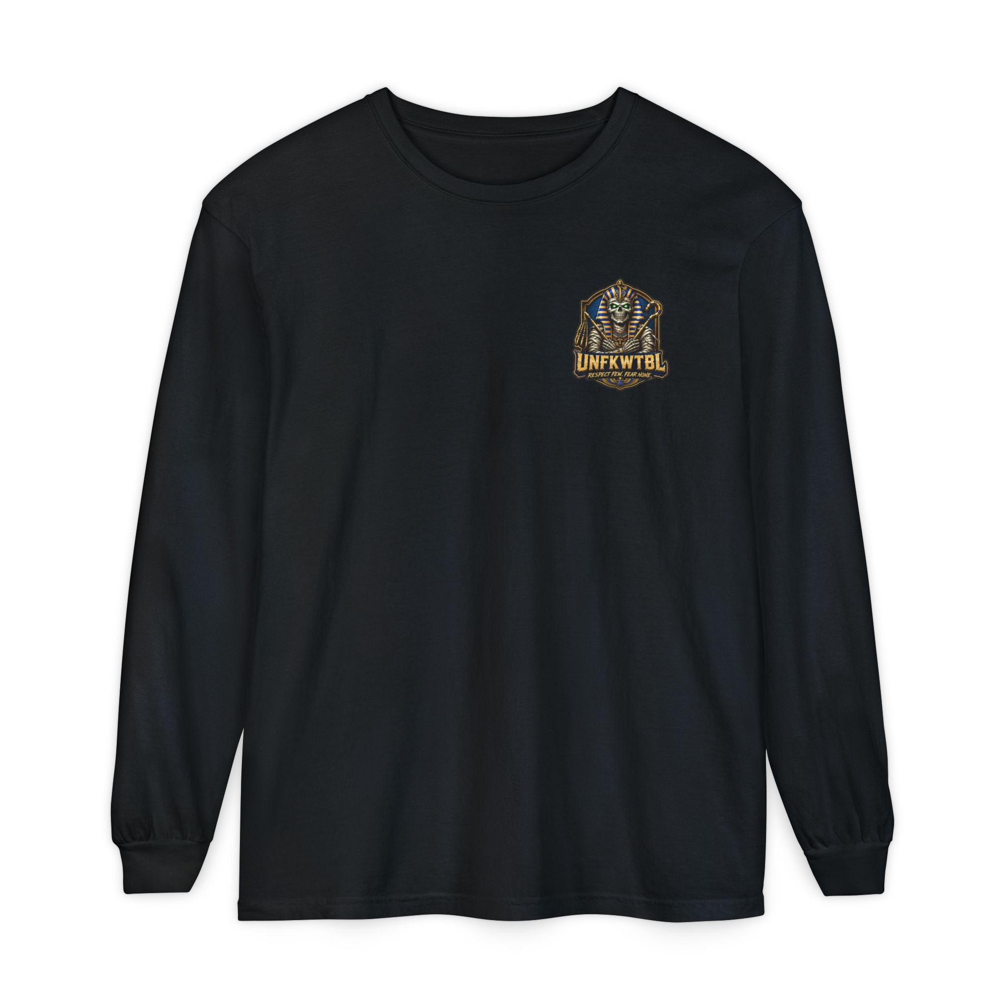 Unfkwtbl Pharaoh Long Sleeve Tee — Vintage Egyptian Mummy Graphic