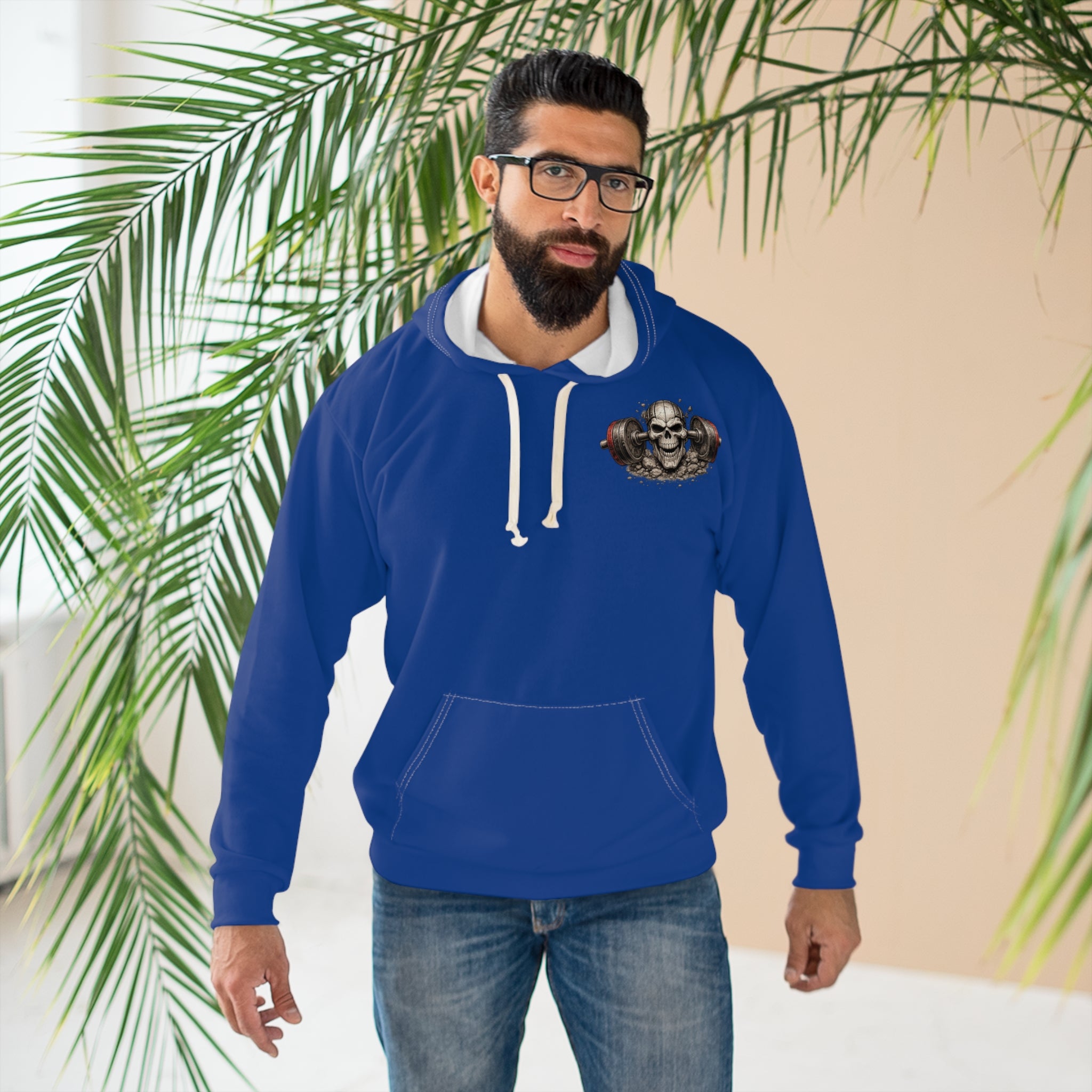 Weightlifting Hoodie — 'UNFKWTBL' Skull Bench Press Gym Pullover