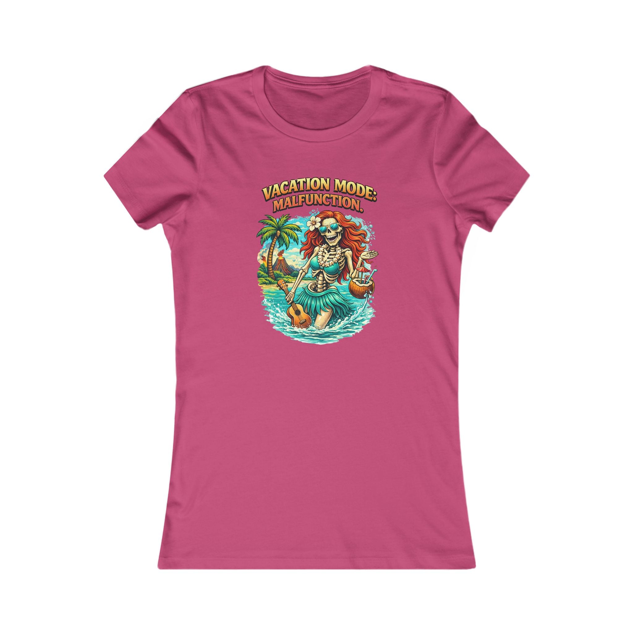 Vacation Mode Skeleton Tee — Women's Tropical Beach Graphic T-Shirt