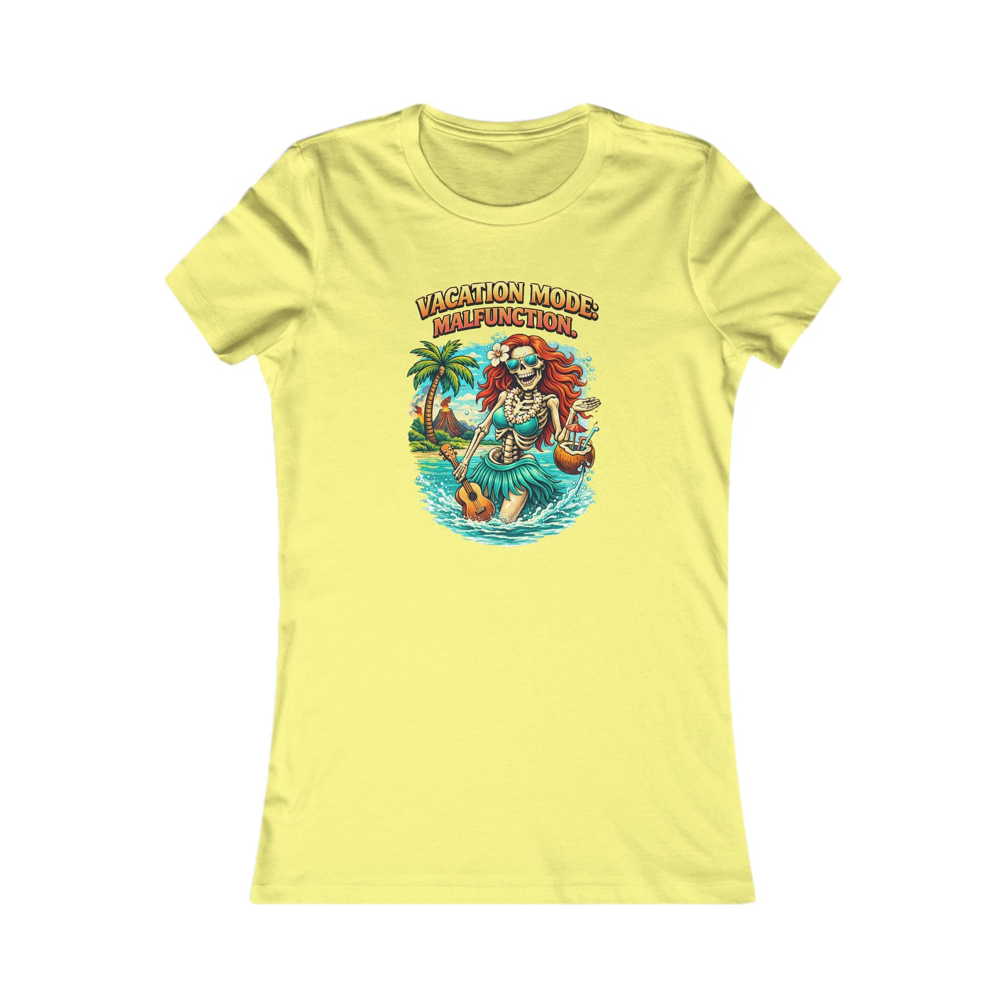 Vacation Mode Skeleton Tee — Women's Tropical Beach Graphic T-Shirt