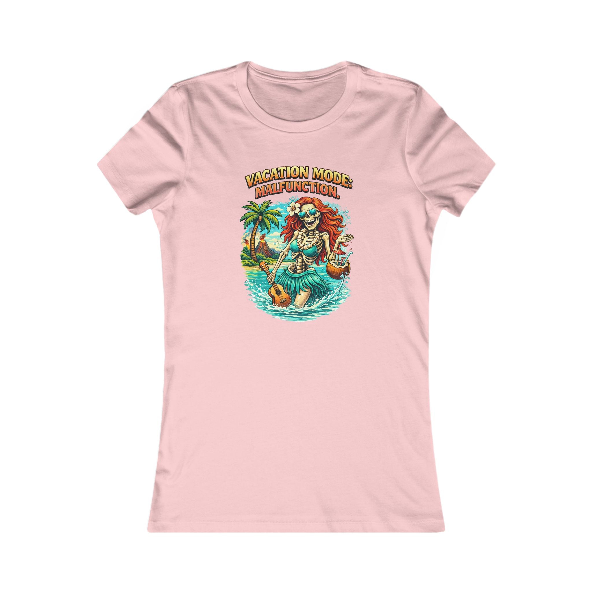 Vacation Mode Skeleton Tee — Women's Tropical Beach Graphic T-Shirt