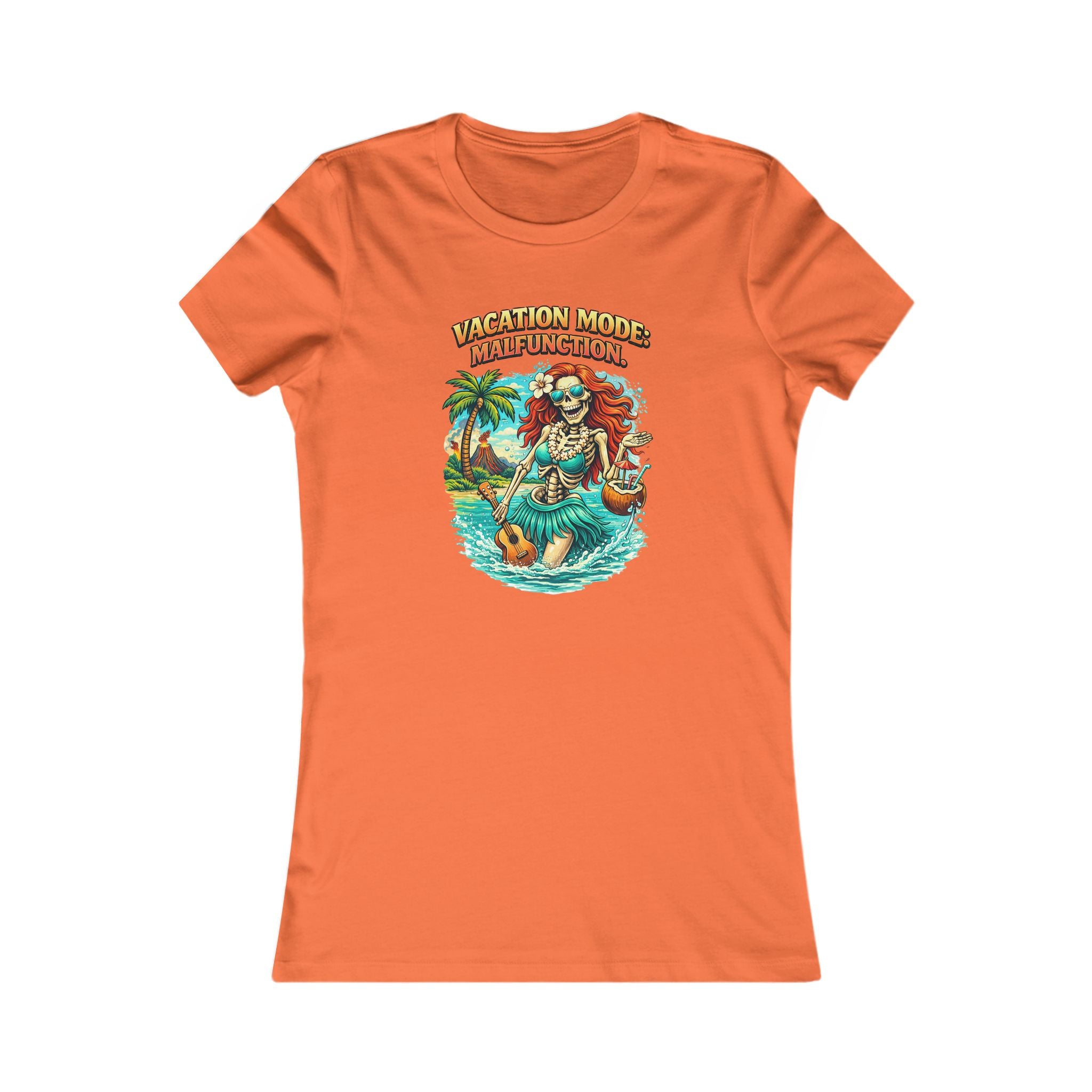 Vacation Mode Skeleton Tee — Women's Tropical Beach Graphic T-Shirt