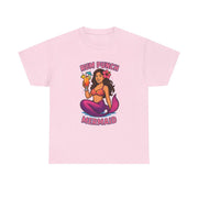 Pink T-shirt with colorful Rum Punch Mermaid graphic and text