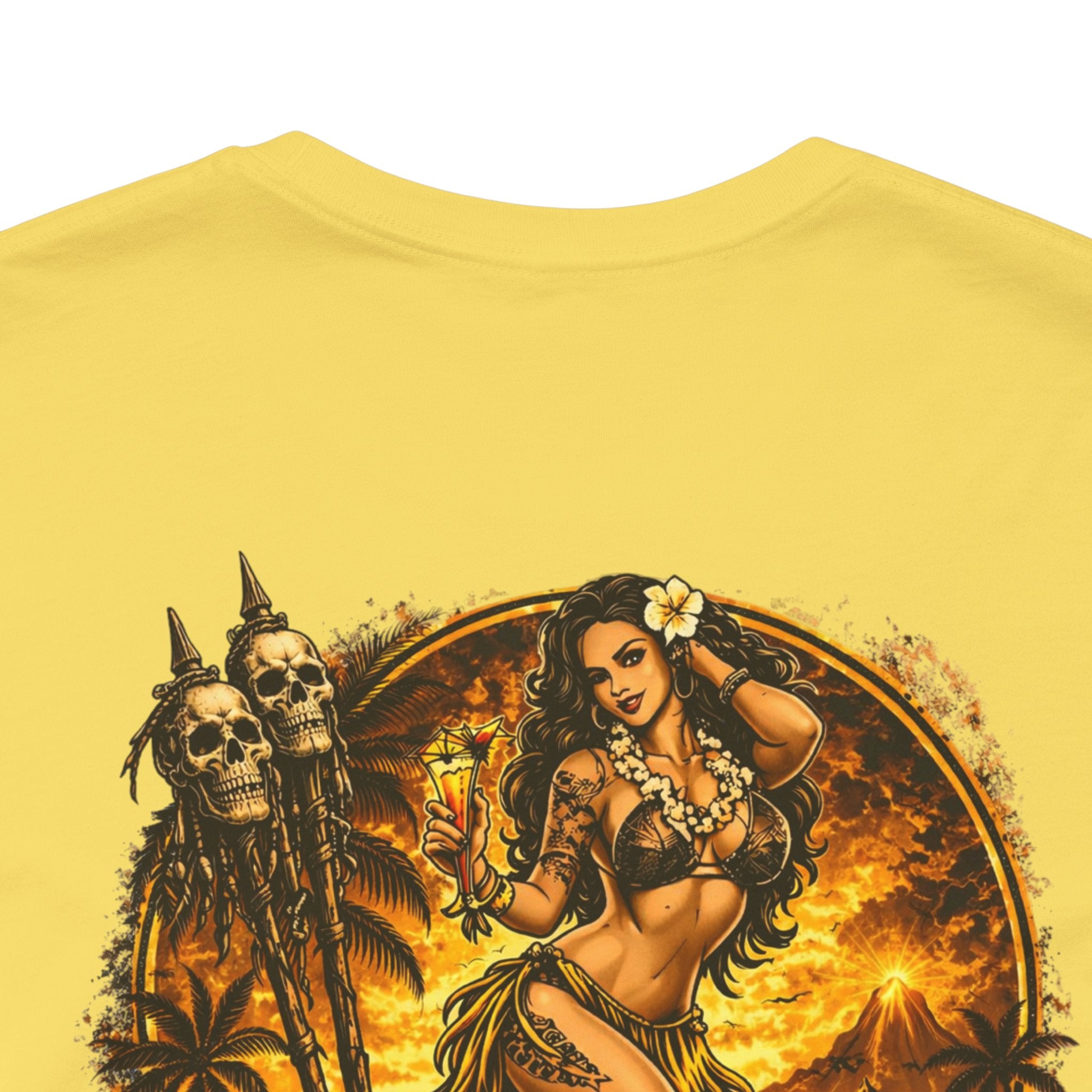 Paradise Has a Price T‑Shirt — Tropical Pinup Sunset Graphic Tee