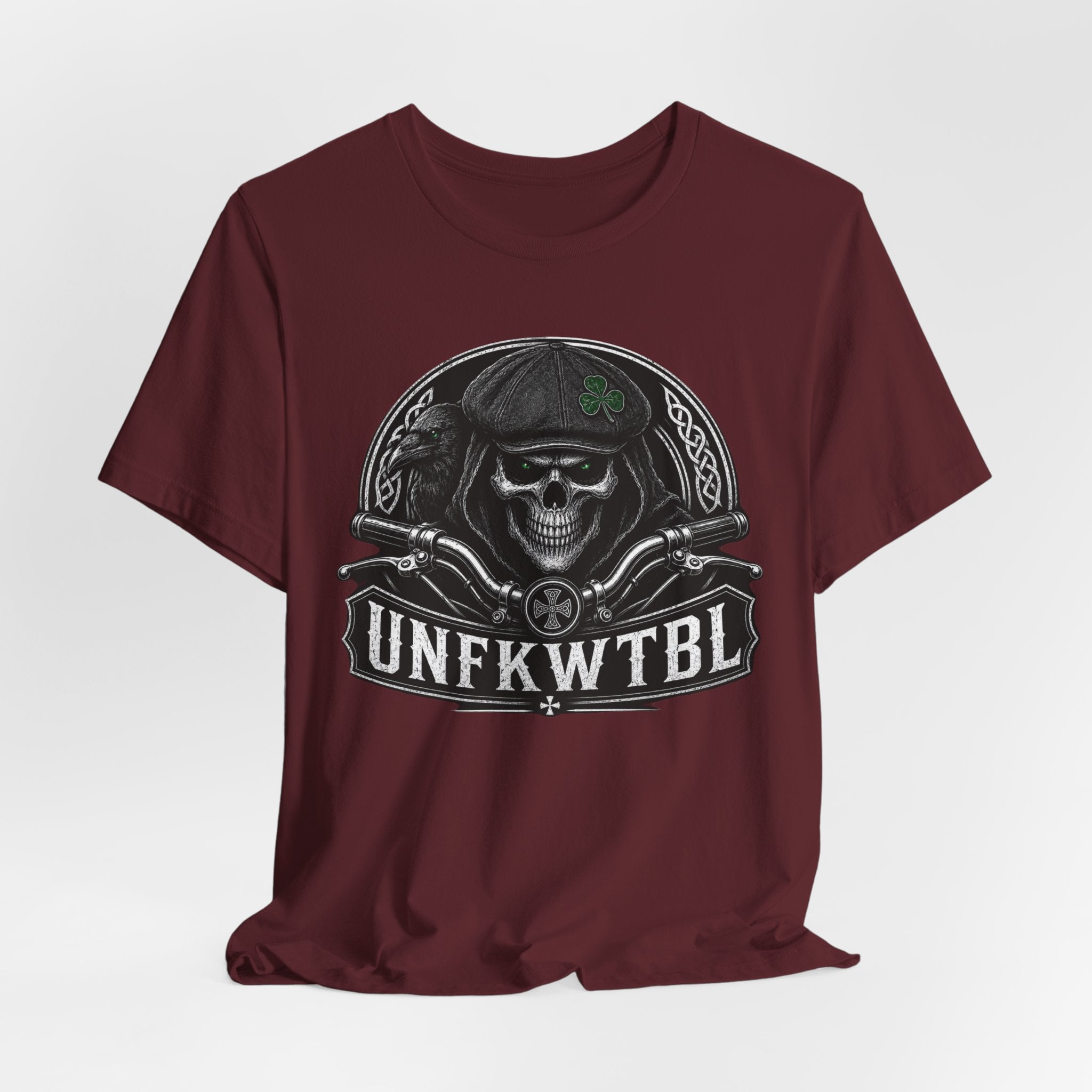 Skull Biker Tee — "UNFKWTBL" Vintage Motorcycle Graphic T-Shirt