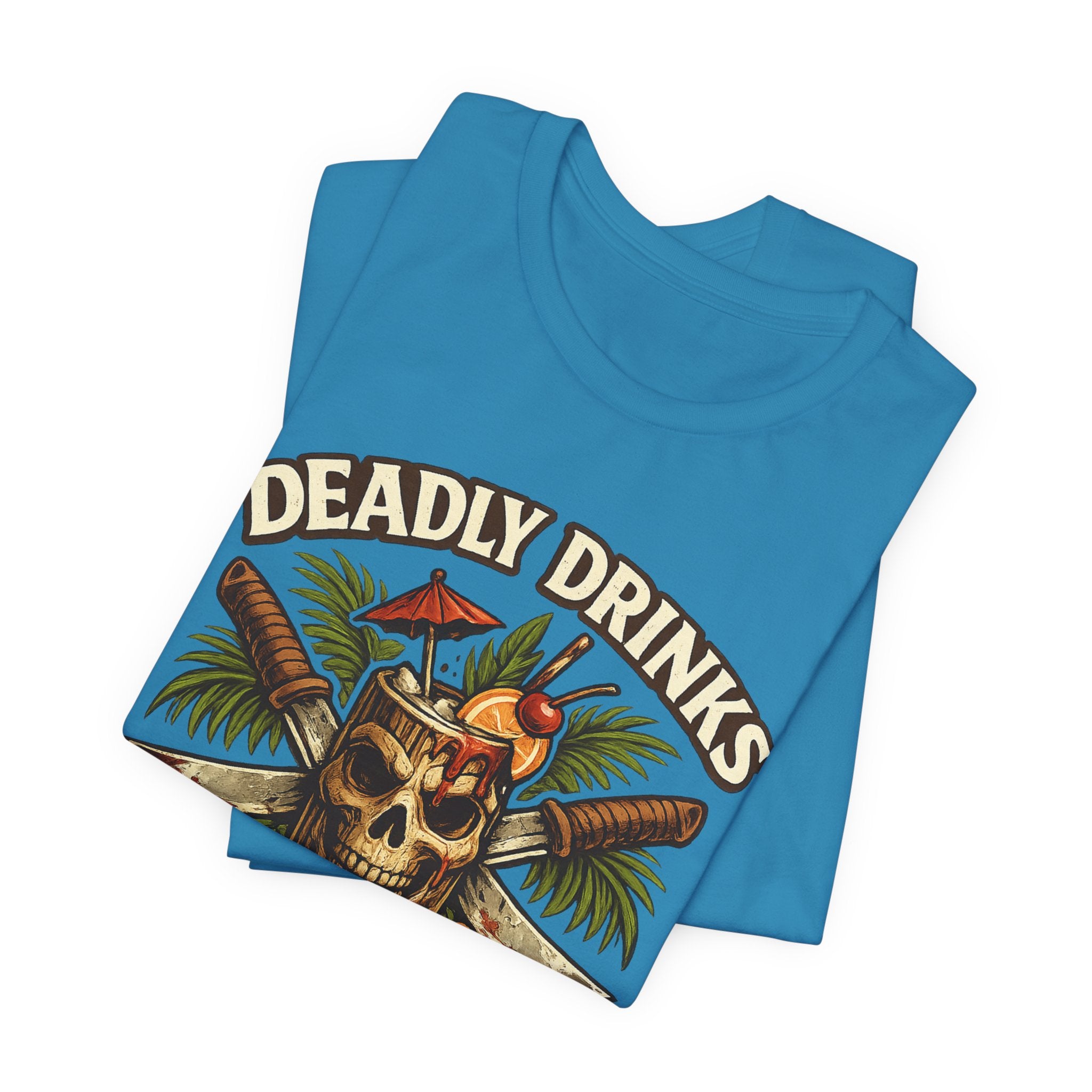 Tiki Bar Skull Tee — "Deadly Drinks" Tropical Cocktail Shirt