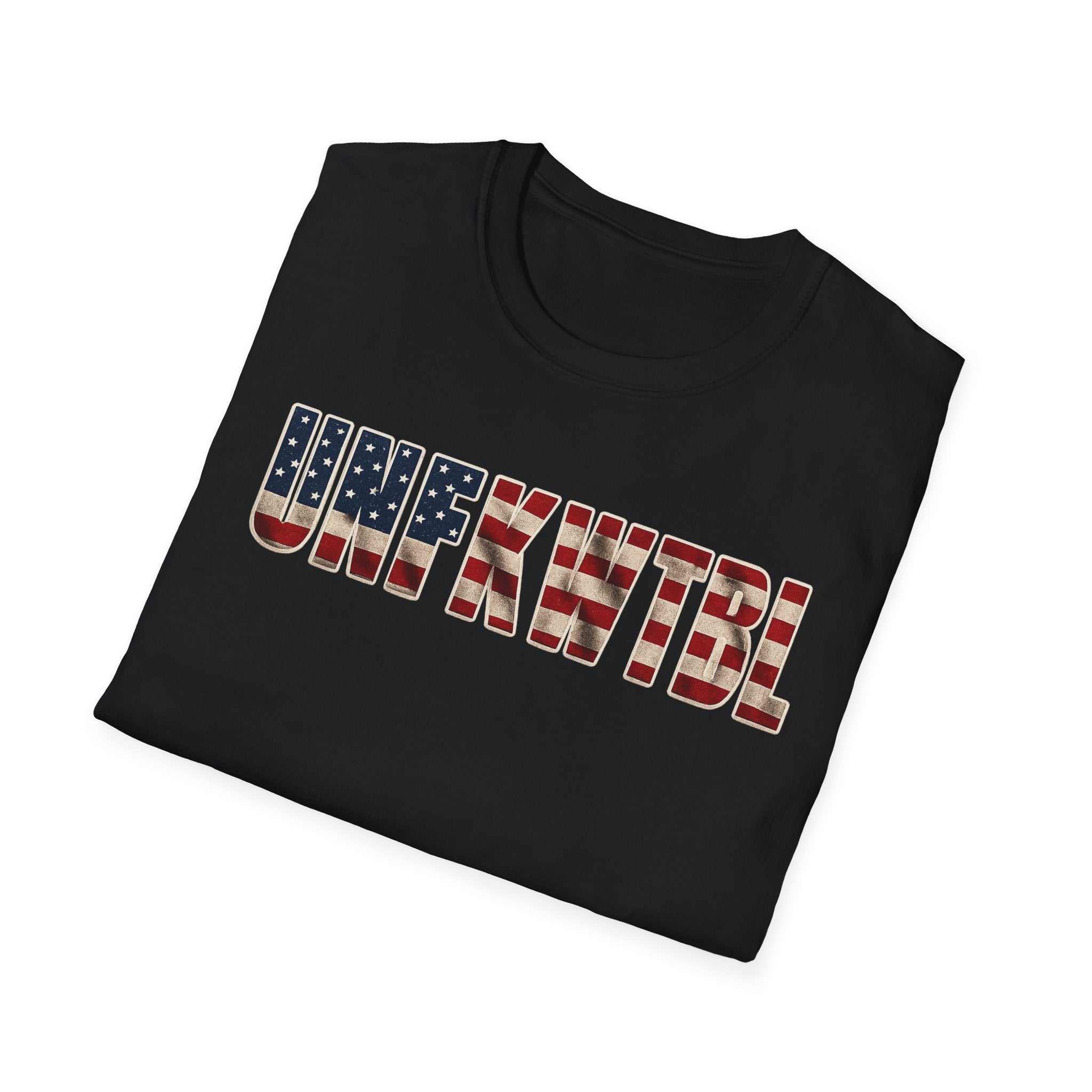 Unfkwtbl Graphic Tee — Bold American Flag Lettering T-Shirt