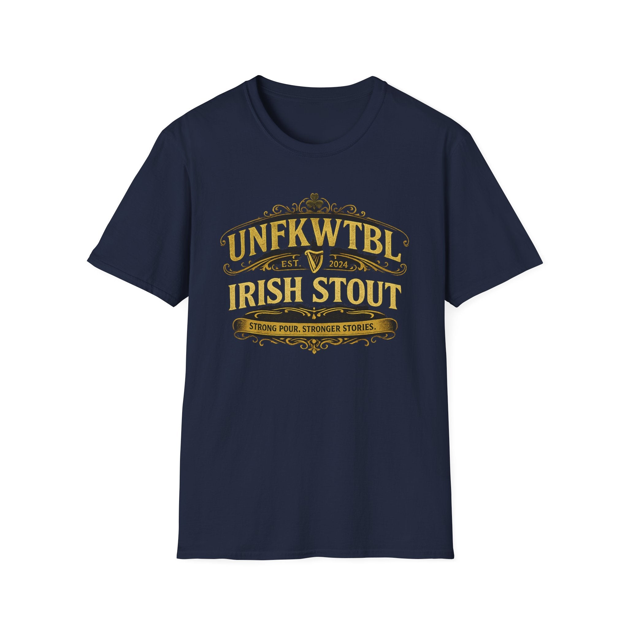 Irish Stout Beer T-Shirt — 'UNFKWTBI' Vintage Pub Logo