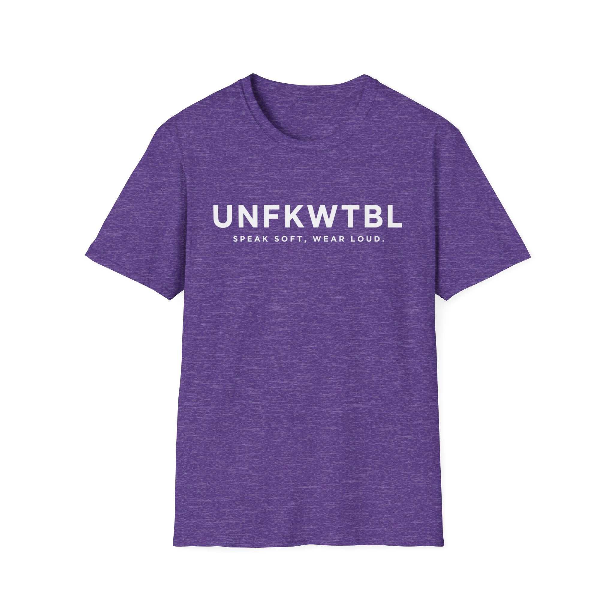 UNFKWTBL Speak Soft Wear Loud black cotton t-shirt with bold chest lettering and minimalist design