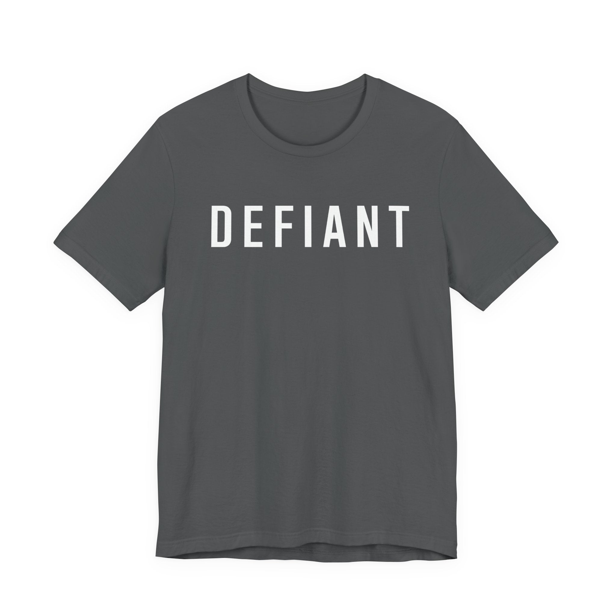 Defiant Graphic Tee — Minimal Bold Text T‑Shirt for Rebels & Statement Makers