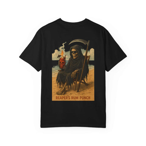 REAPER PUNCH Chill Vibes Unisex T-Shirt, Beach Party Tee, Summer Casual Wear, Retro Graphic Tee, Perfect for Halloween, Gift for Friends