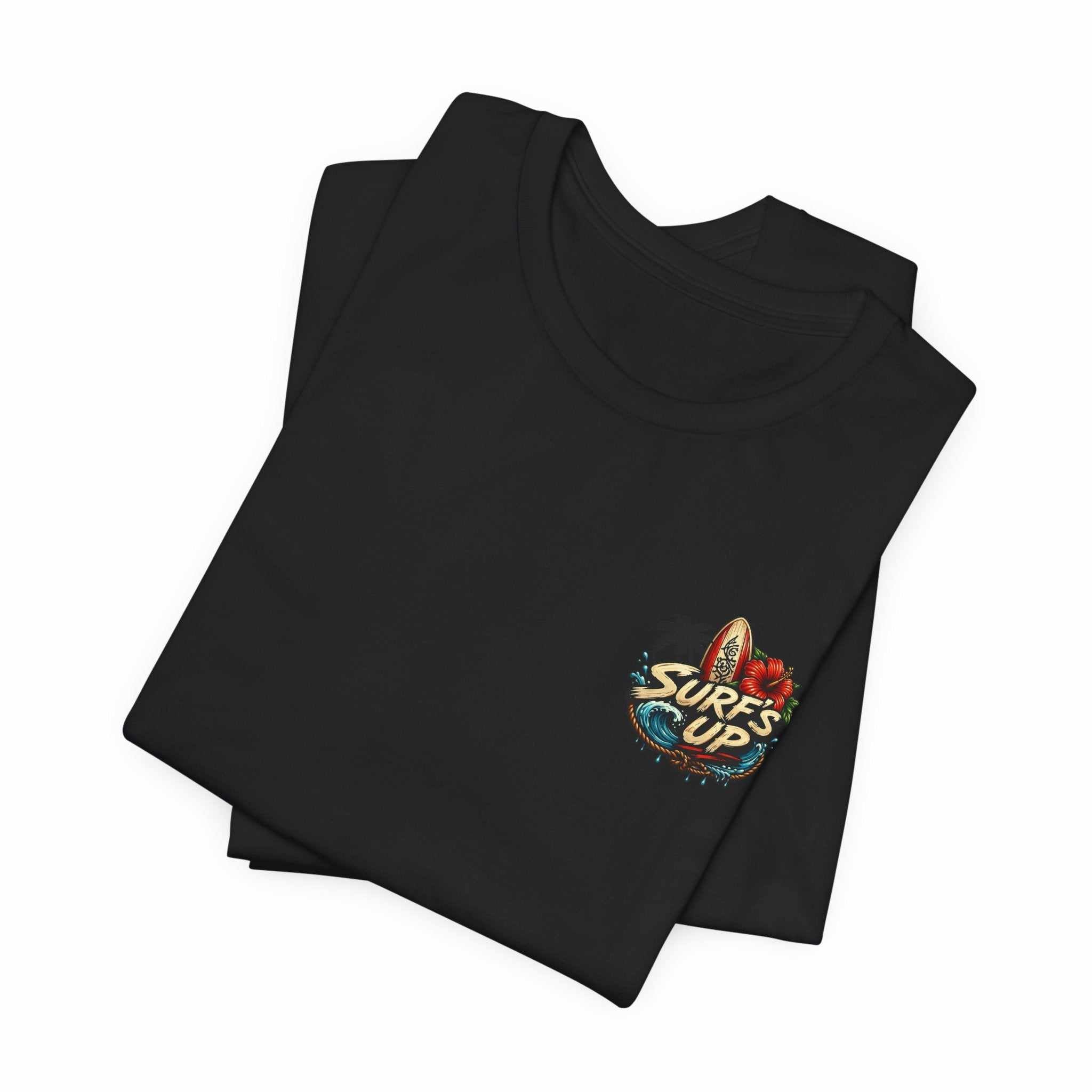 Hawaiian Surfboard T-Shirt with vibrant surfboard and hula girl graphic on breathable cotton