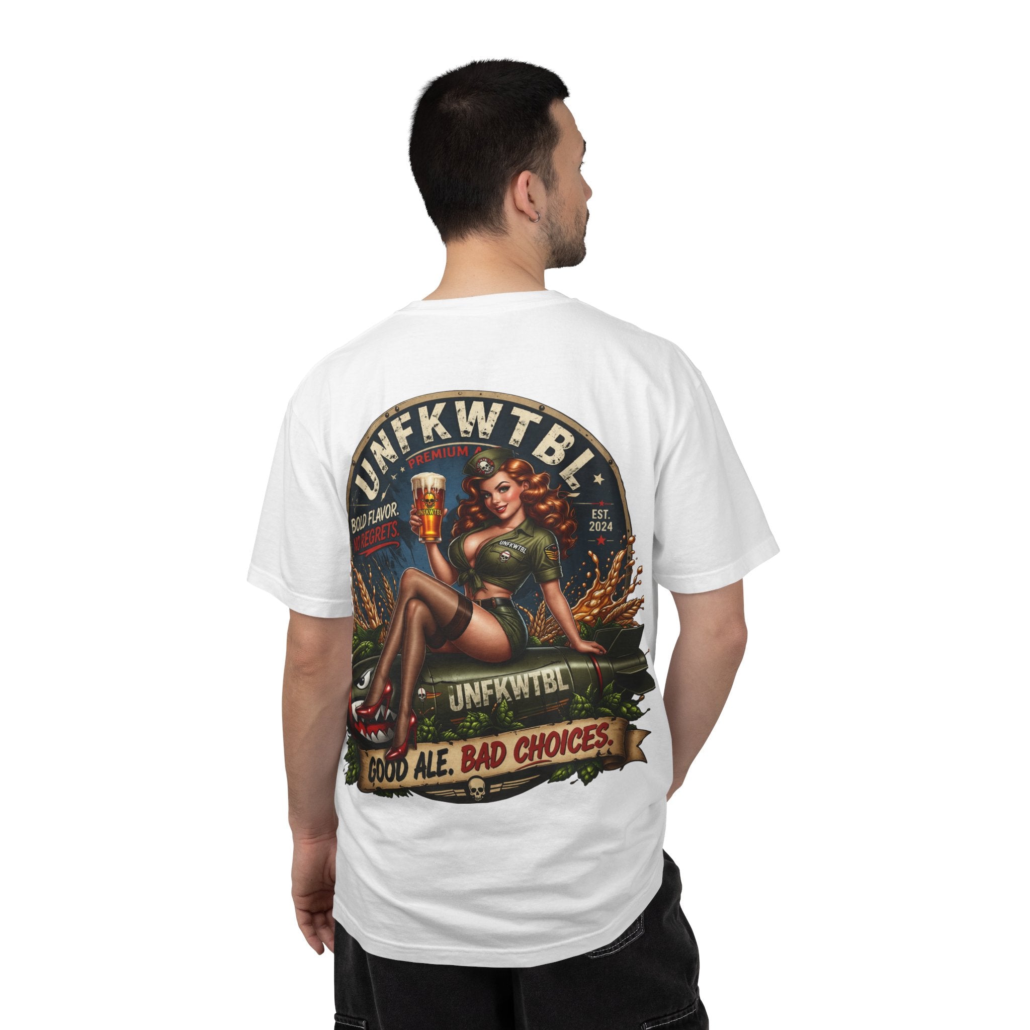 Beer Pinup T-Shirt – "Good Ale, Bad Choices" Retro Graphic Tee