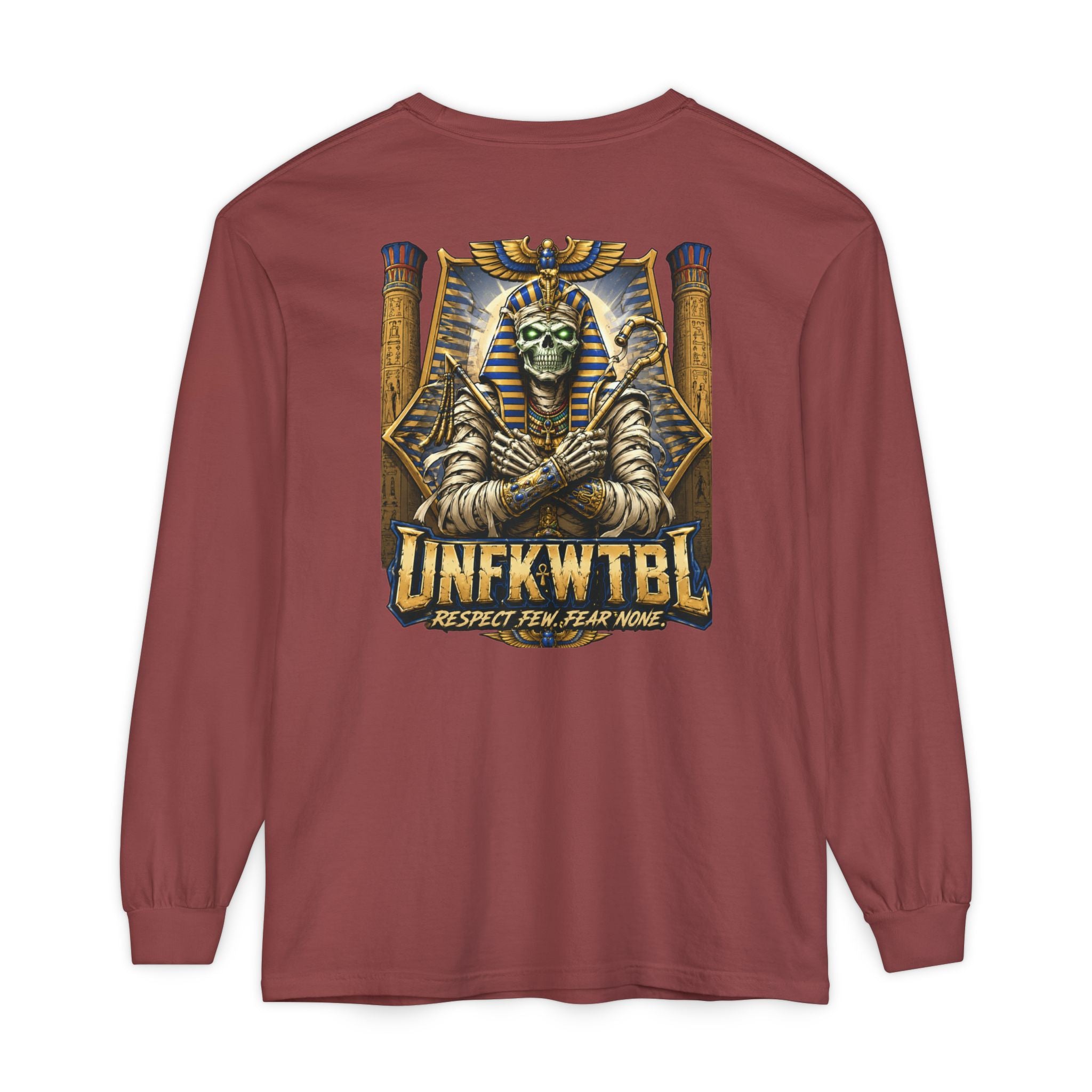Unfkwtbl Pharaoh Long Sleeve Tee — Vintage Egyptian Mummy Graphic