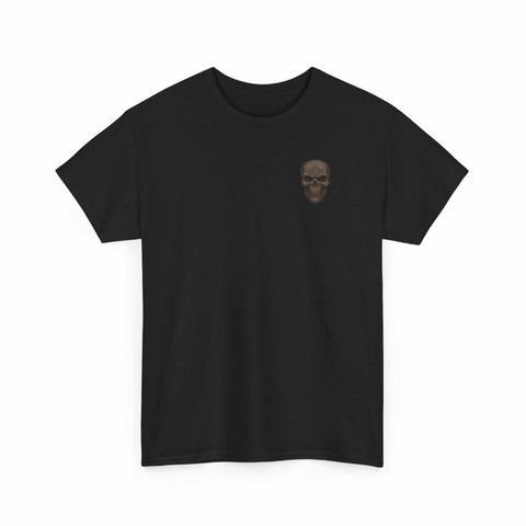 Black UNFKWTBL JOKER t-shirt with small skull design on chest, made of US cotton, casual and edgy style tee