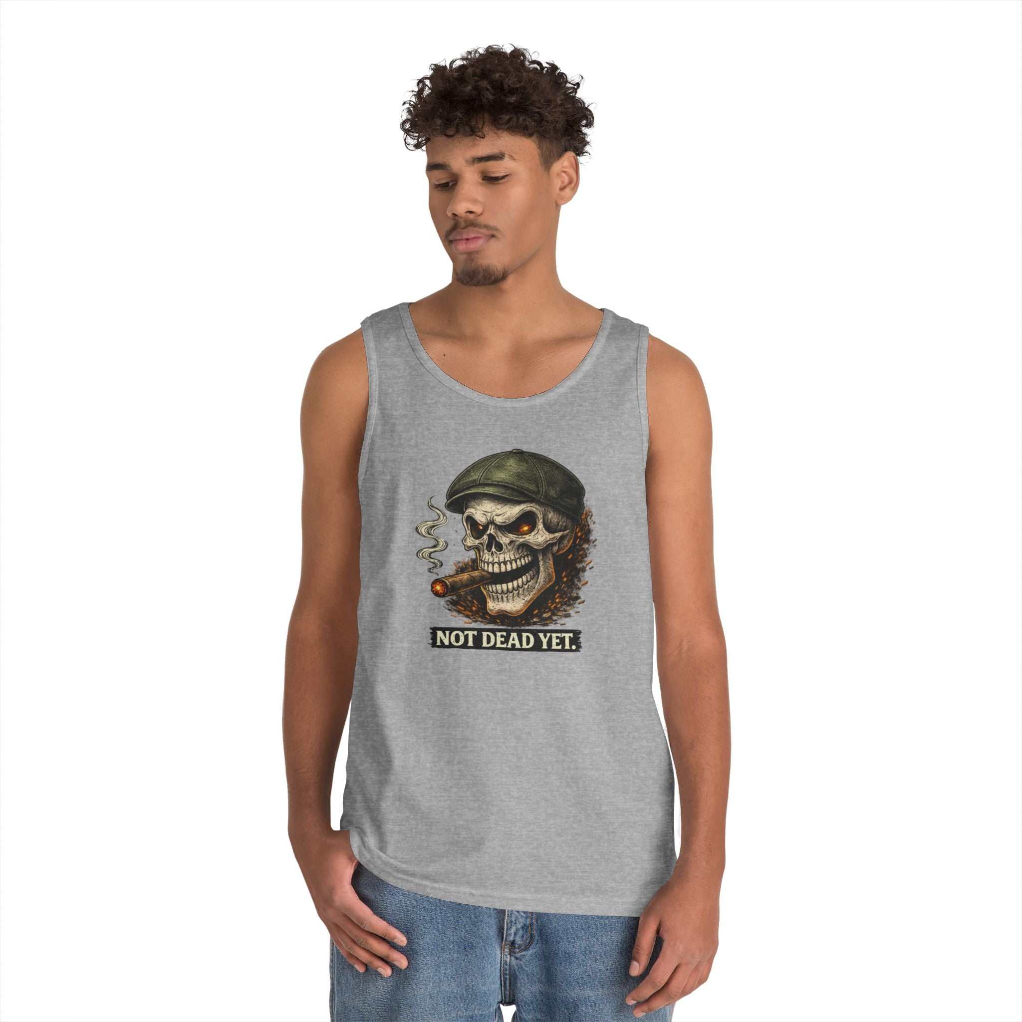 Tank Top — 'Not Dead Yet' Smoking Skull Graphic