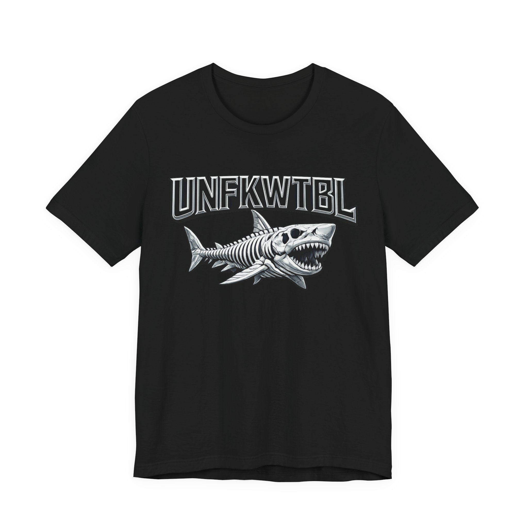 Shark Graphic Tee — 'UNFKWTBL' Vintage Skeleton Shark Shirt