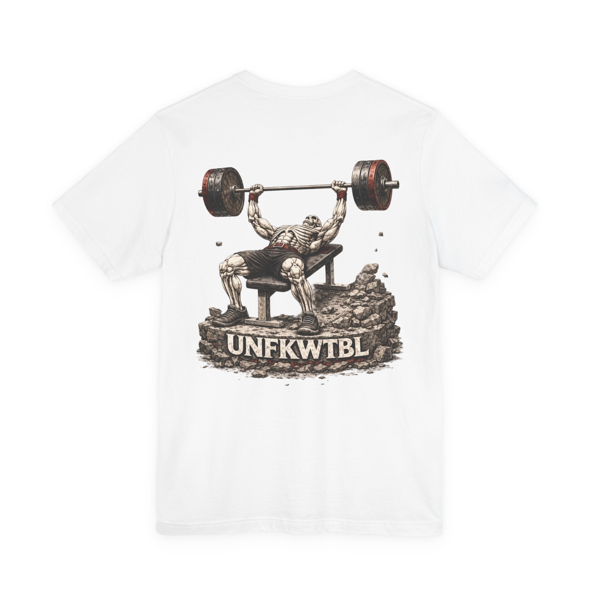 Weightlifting Tee — Vintage Bench Press Skull Design (UNFKWTBL)
