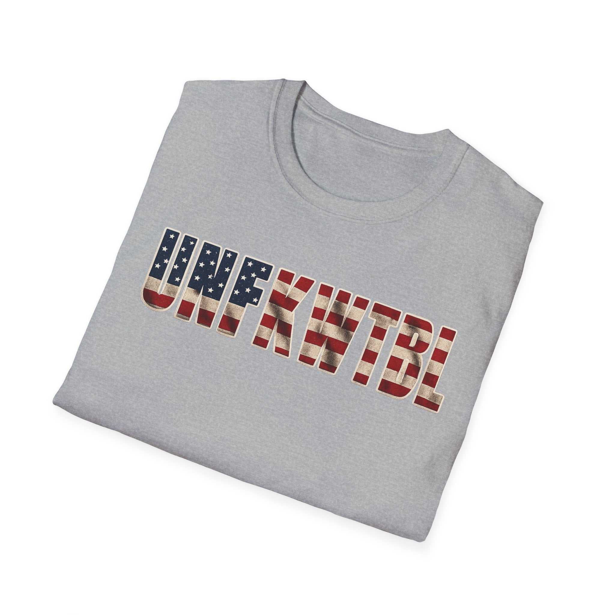 Unfkwtbl Graphic Tee — Bold American Flag Lettering T-Shirt