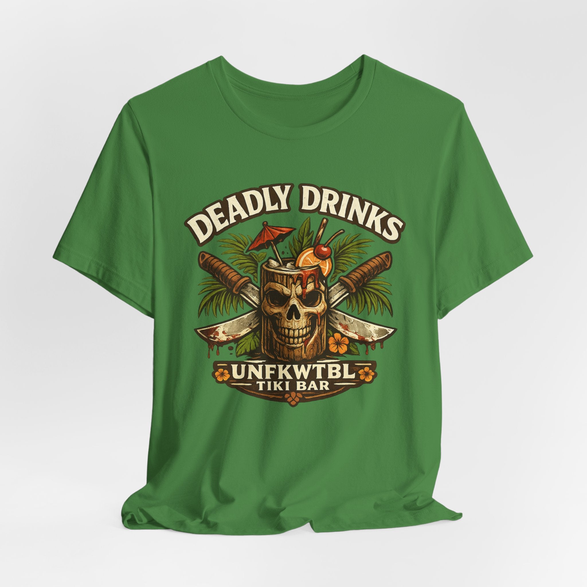 Tiki Bar Skull Tee — "Deadly Drinks" Tropical Cocktail Shirt