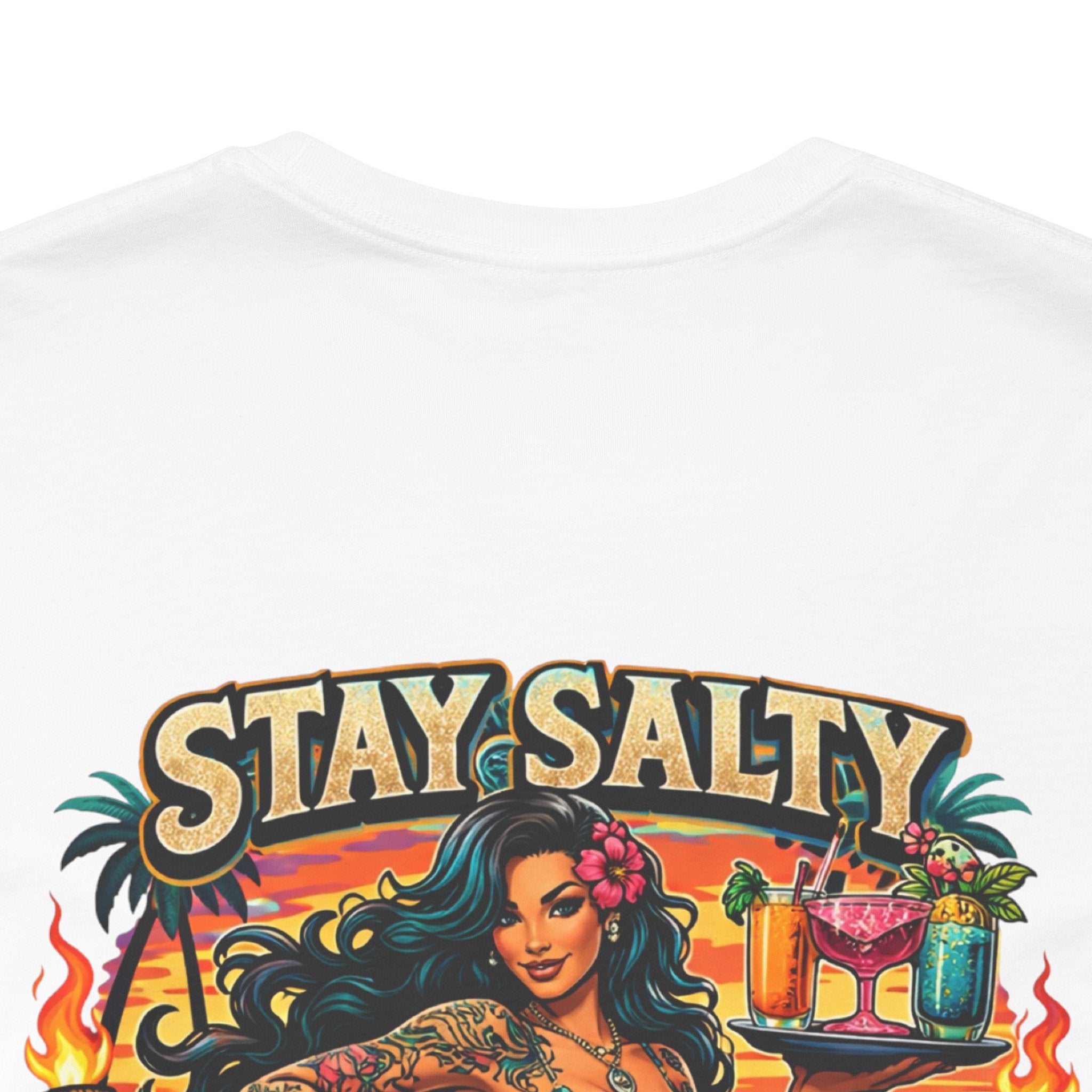 Stay Salty Tiki Club Tee — Vintage Hawaiian Pin-Up Surf Shirt