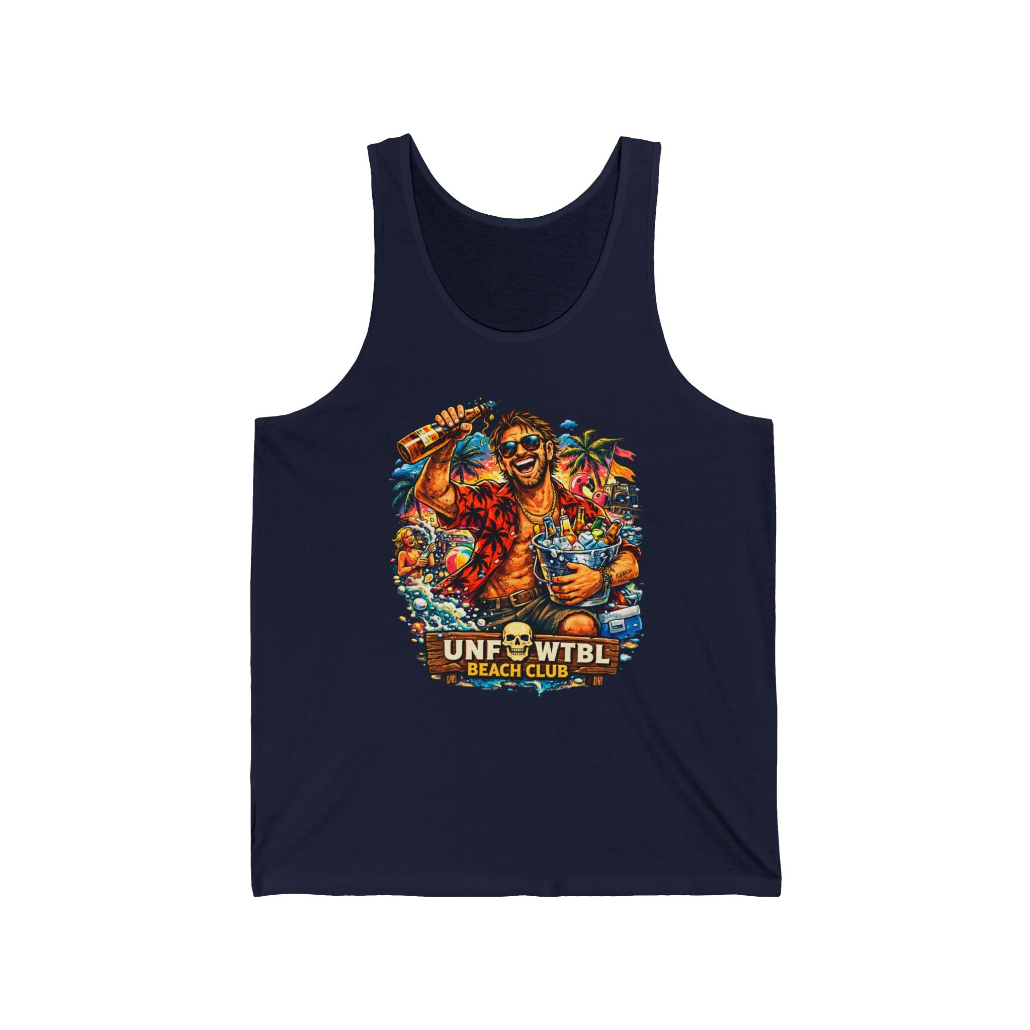 Beach Club Tank Top — Tropical 'Unfwtbl' Retro Surf Party Design