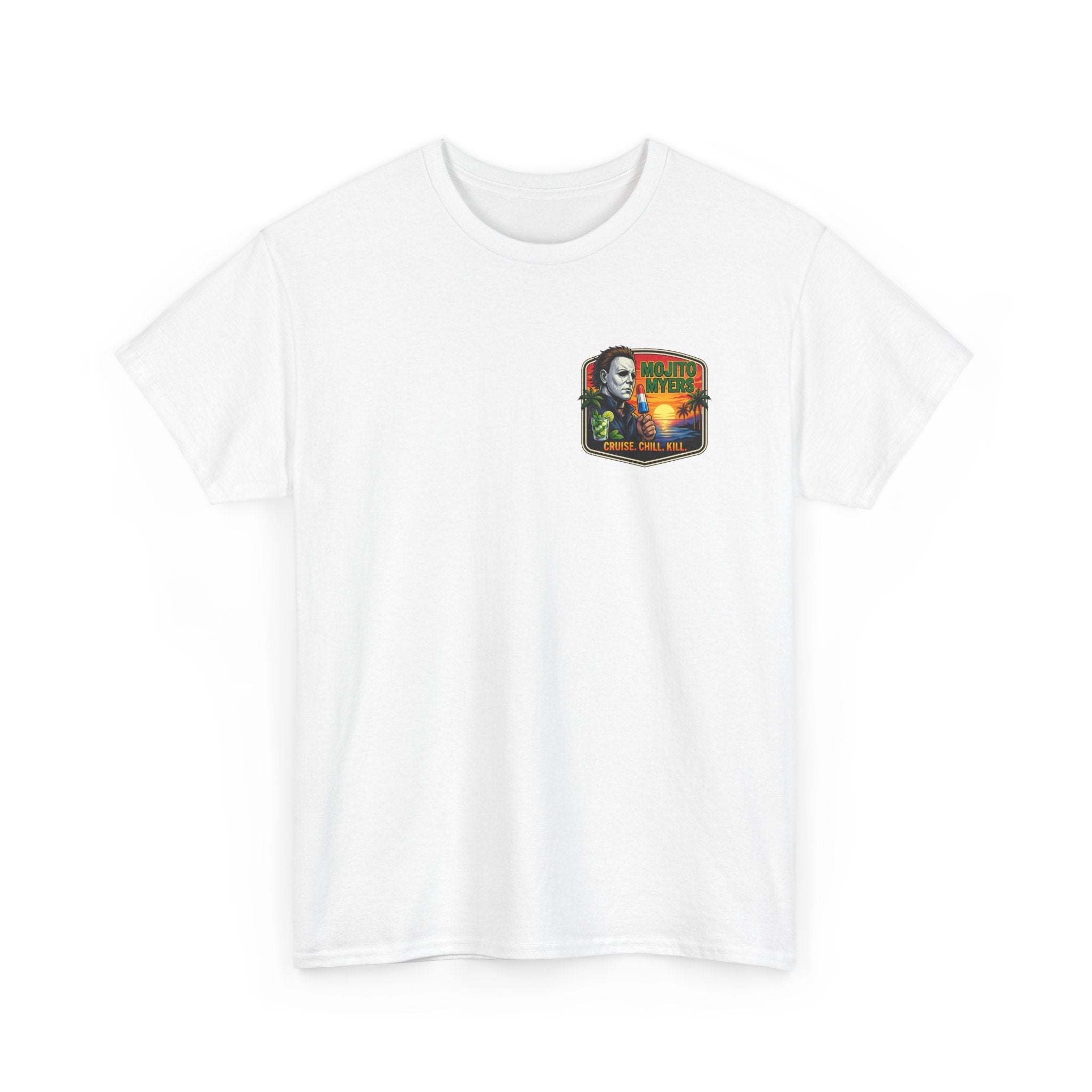 Cruise. Chill. Kill. Graphic Tee — Retro Palm Beach Michael Myers Horror T‑Shirt