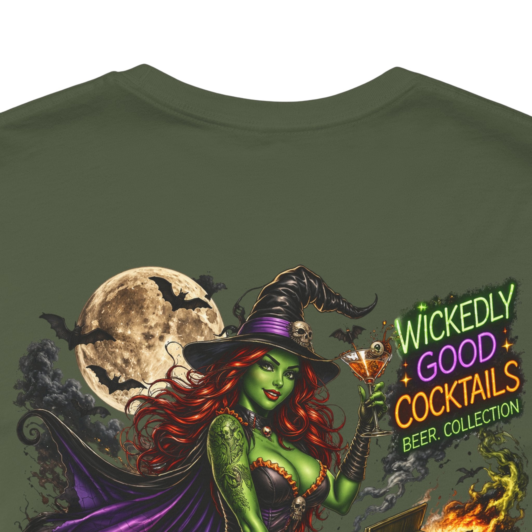 Wickedly Good Cocktails Witch T‑Shirt — Halloween Pinup Witch Tee