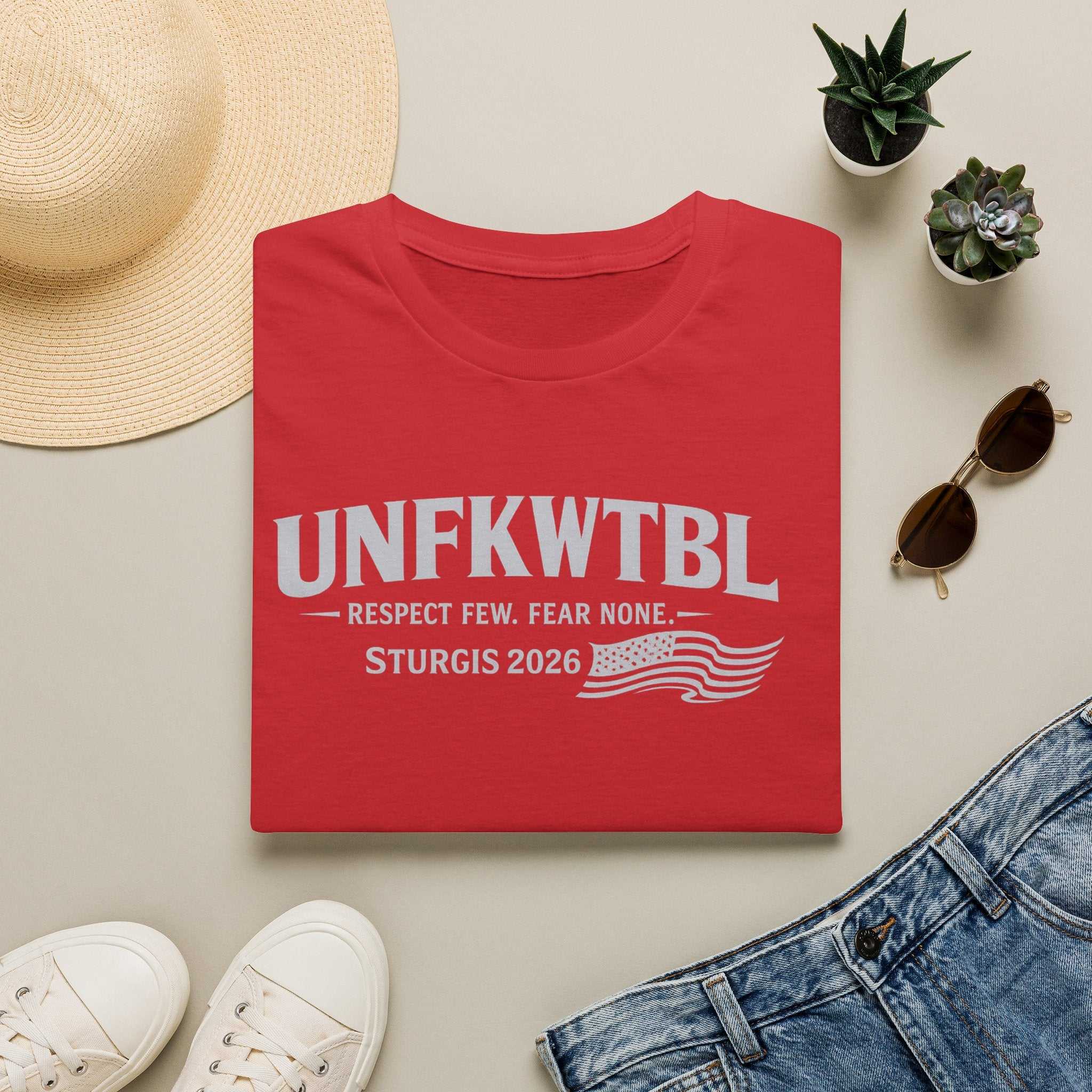 UNFKWTBL Sturgis 2026 T-Shirt — "Respect Few. Fear None." Biker Tee