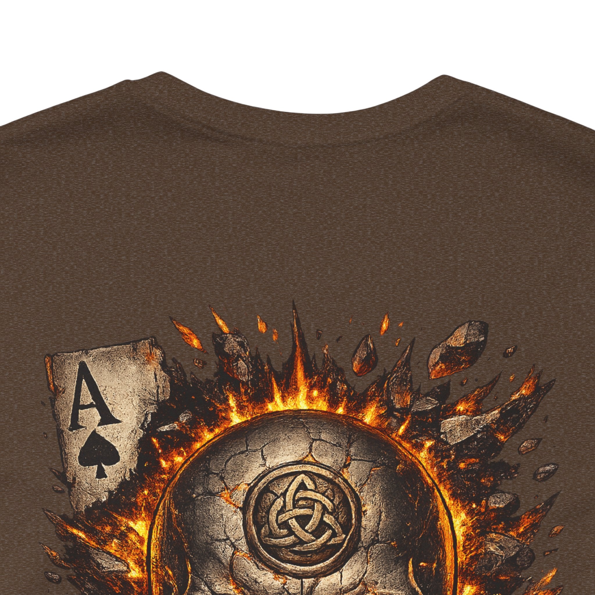 Skull & Flaming Cards Graphic Tee — Poker Skull Short Sleeve T-Shirt