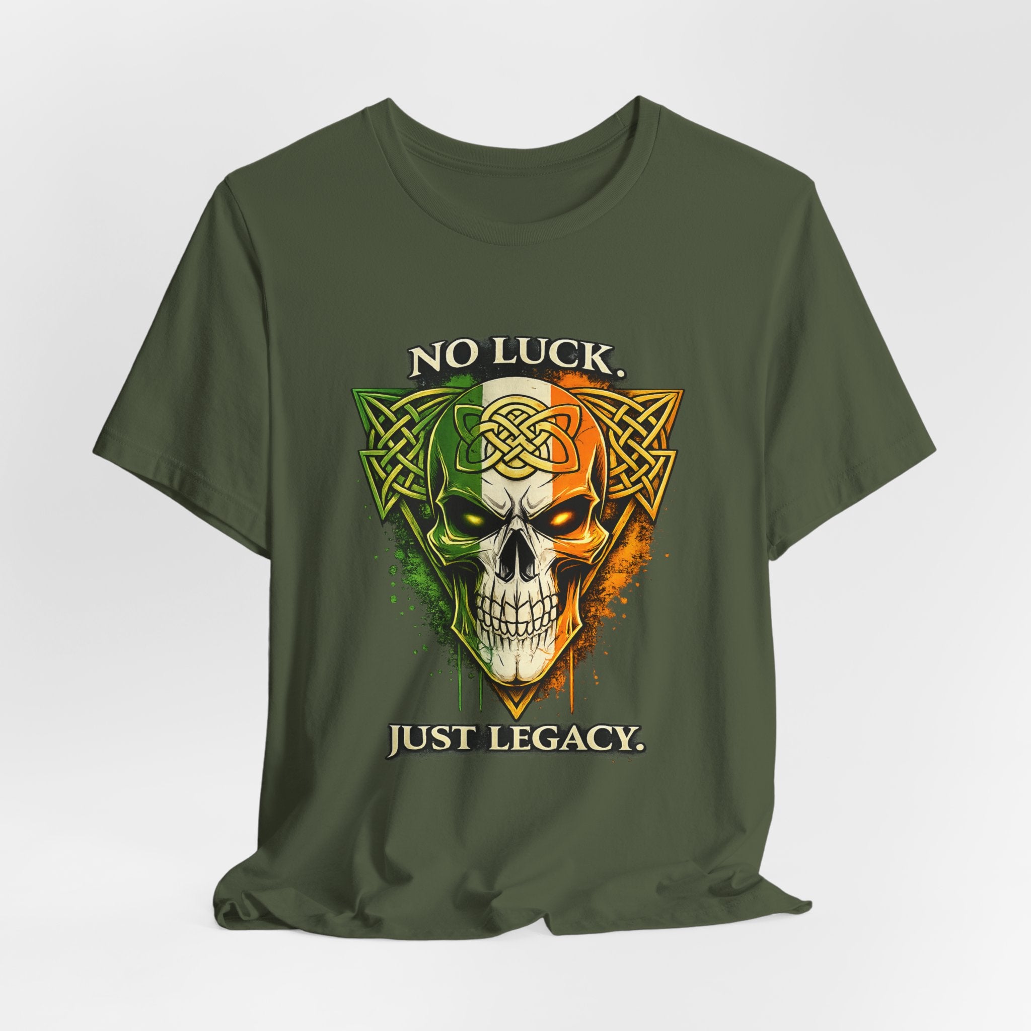 No Luck Just Legacy Skull Tee — Celtic Irish Flag Skull T-Shirt
