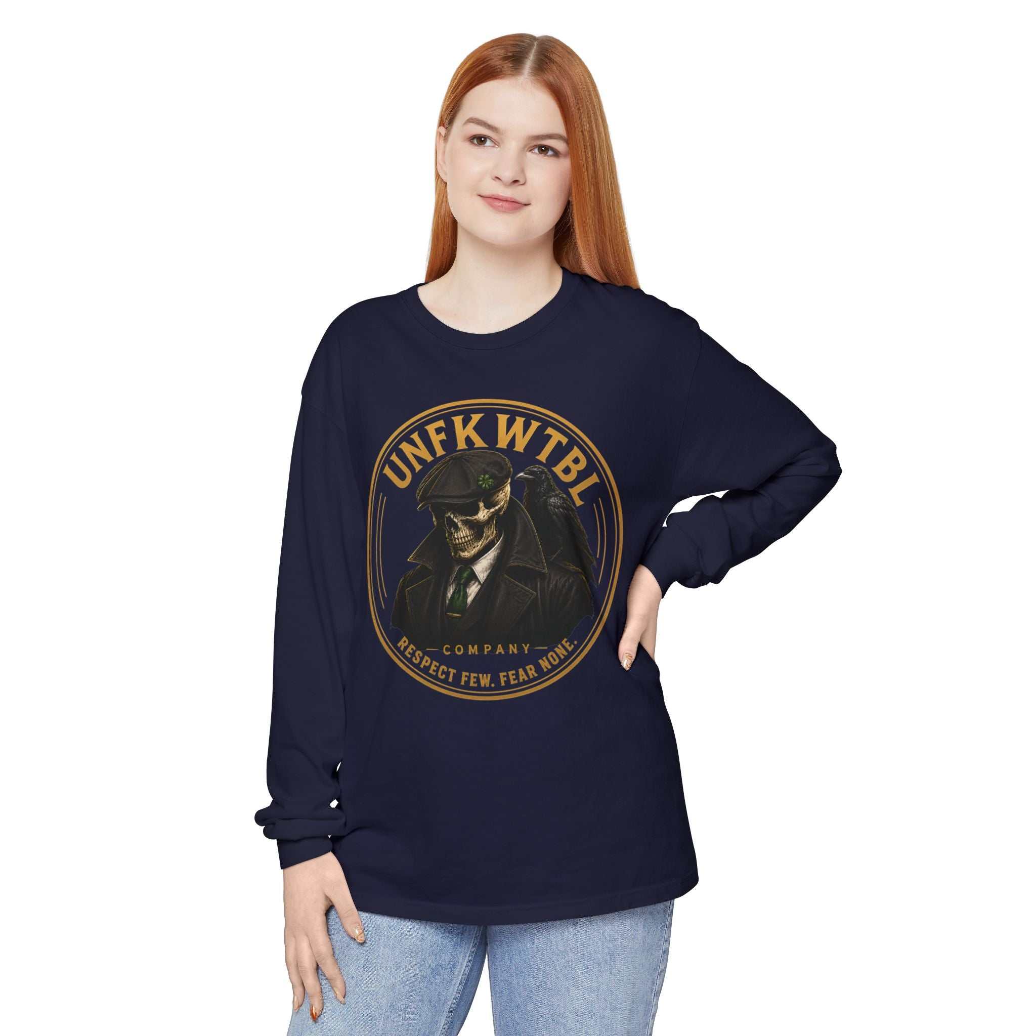 UNFKWTBL Skull Detective Long Sleeve T‑Shirt — "Respect Few, Fear None"