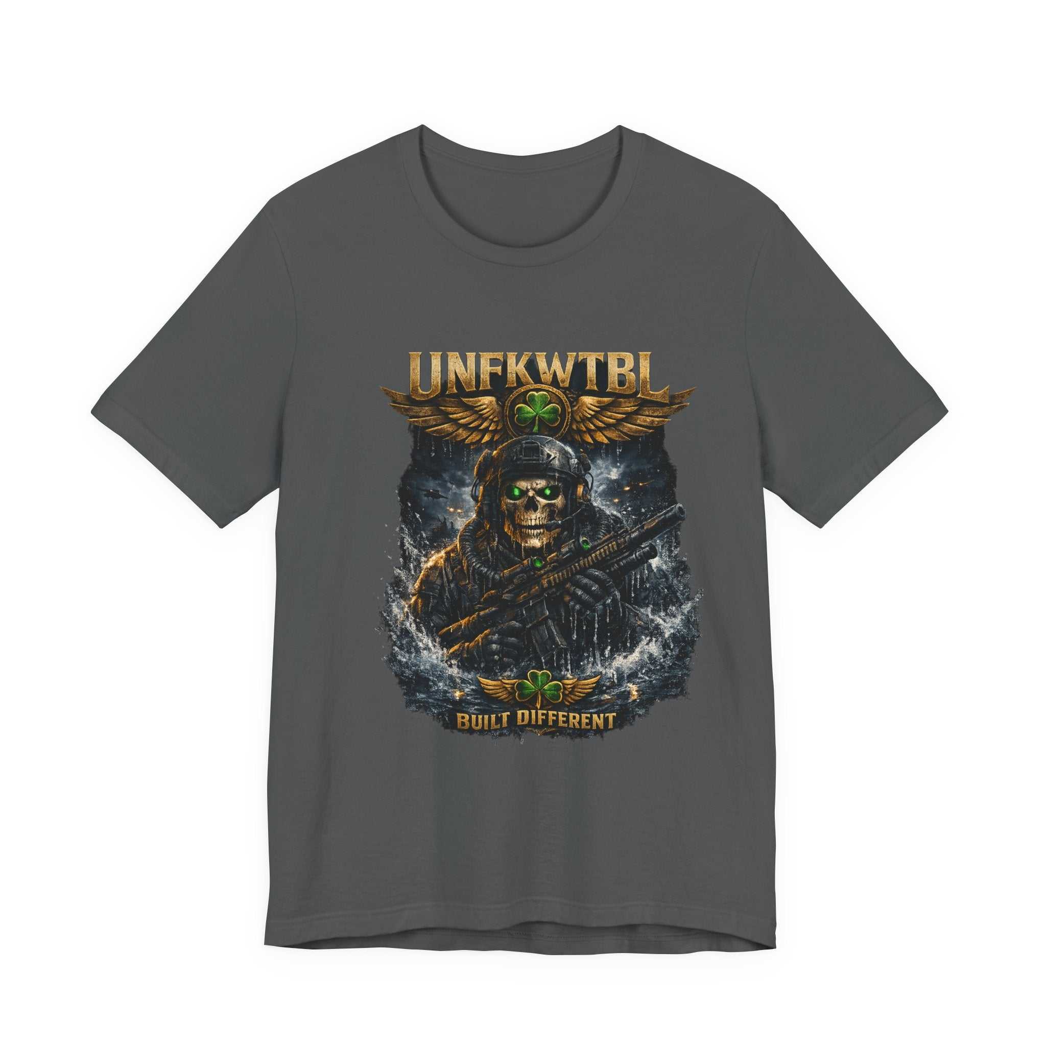 Unkillable Soldier Skull Tee — "Unfkwtbl" Military Skull Graphic T-Shirt