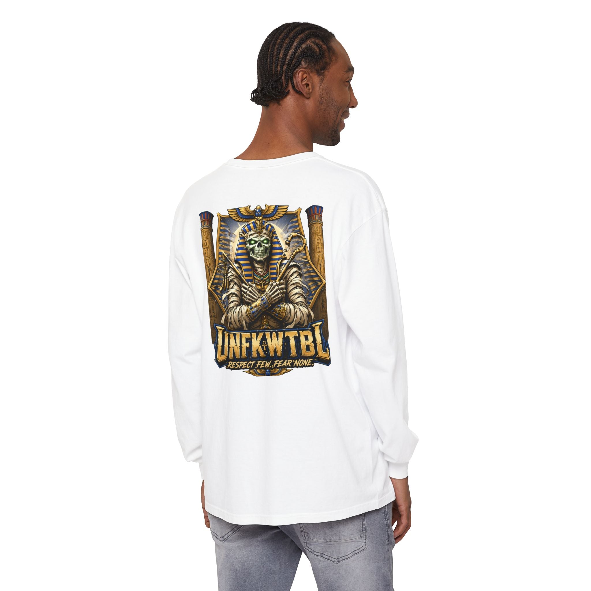 Unfkwtbl Pharaoh Long Sleeve Tee — Vintage Egyptian Mummy Graphic