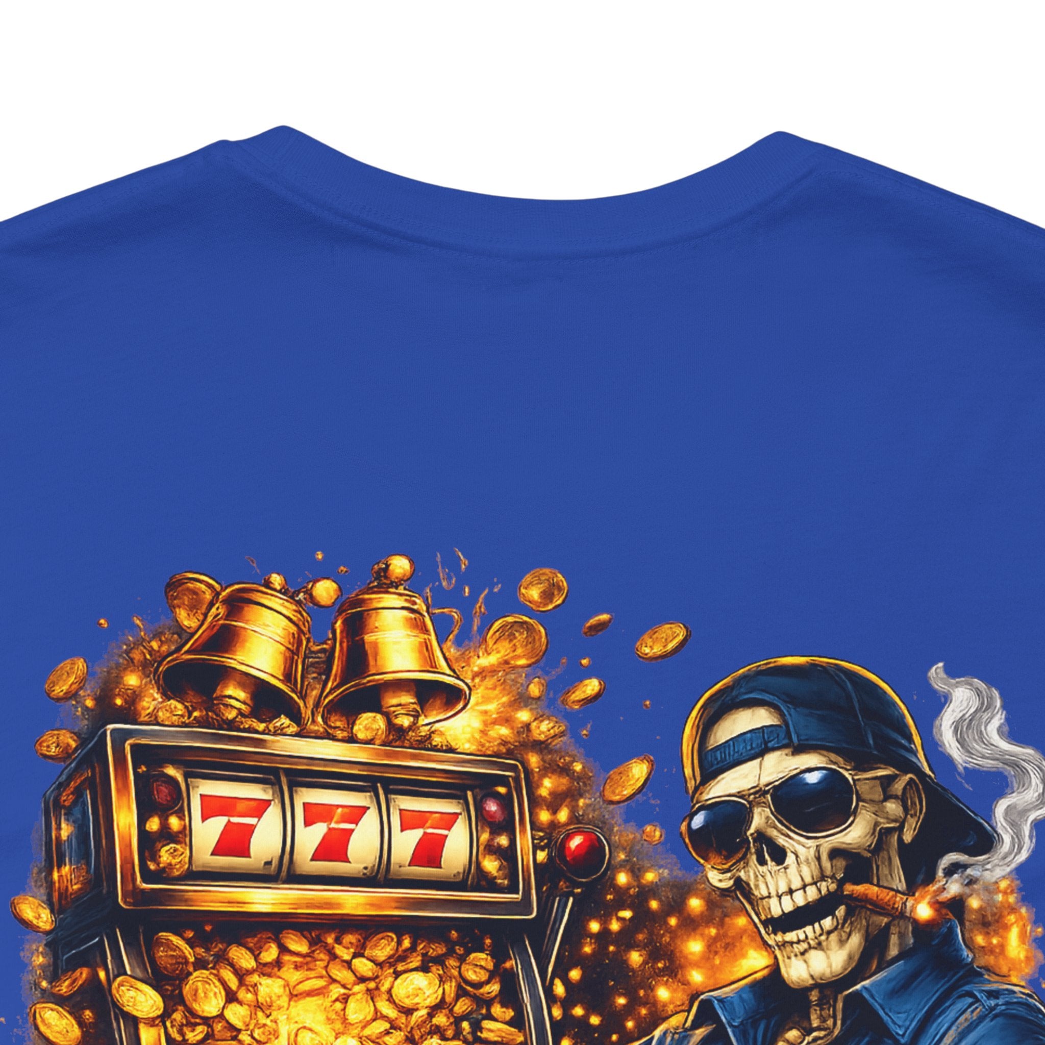 Skeleton Gambler Slot Machine T-Shirt — Retro Casino Poker Tee