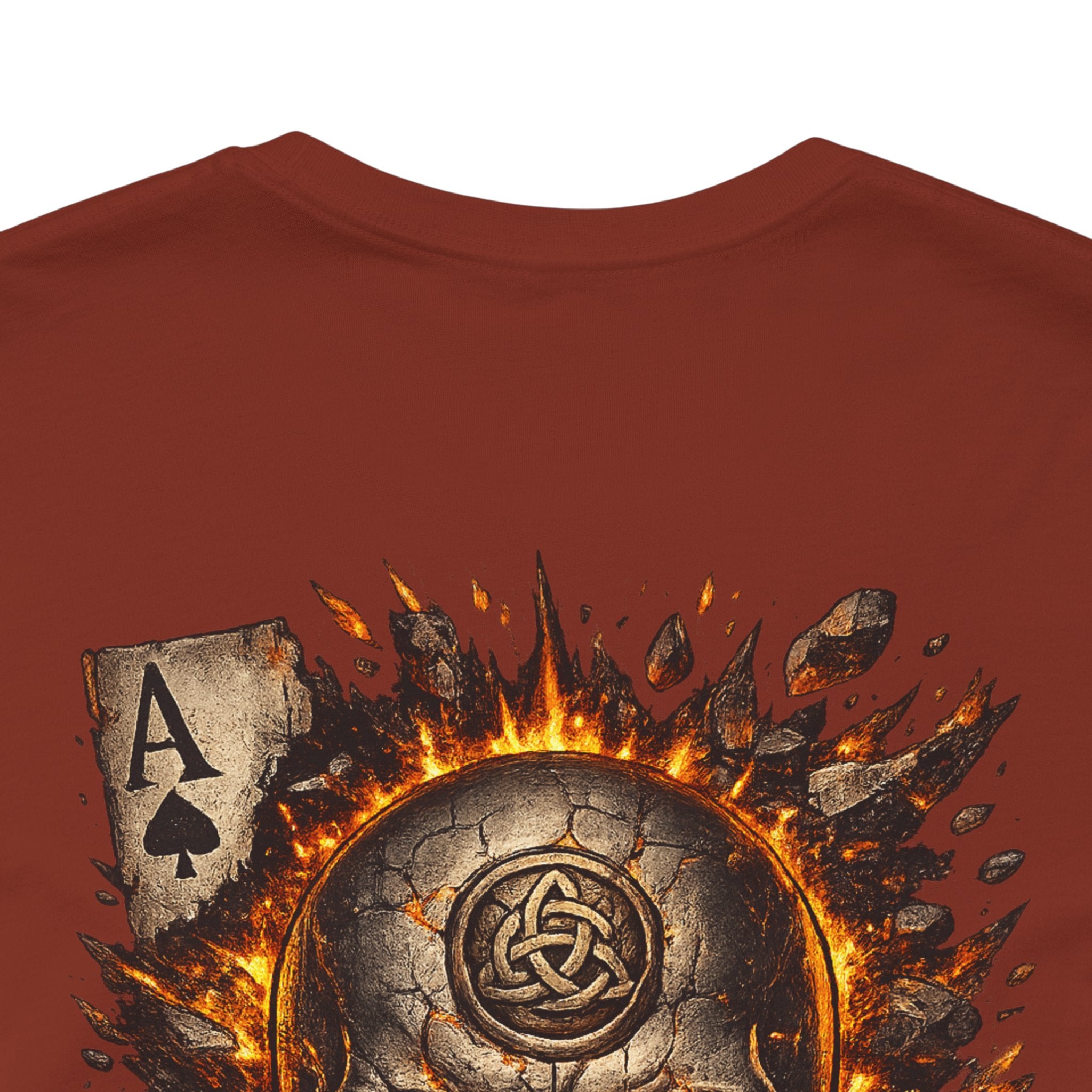 Skull & Flaming Cards Graphic Tee — Poker Skull Short Sleeve T-Shirt