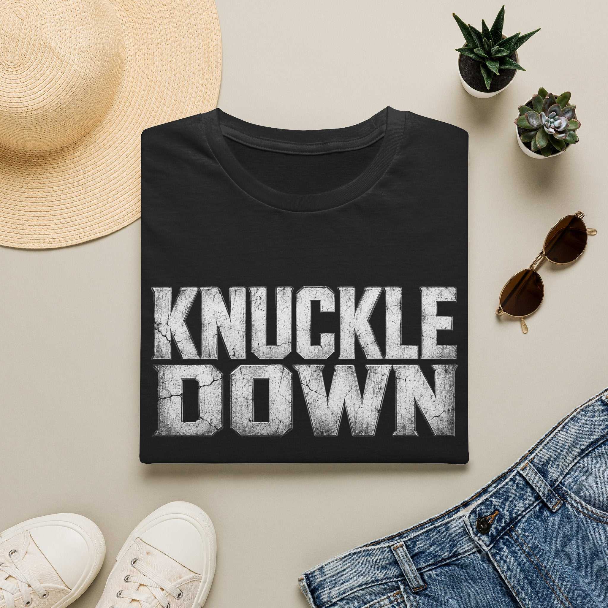 Knuckle Down Graphic T-Shirt — Bold Motivational Workout Tee