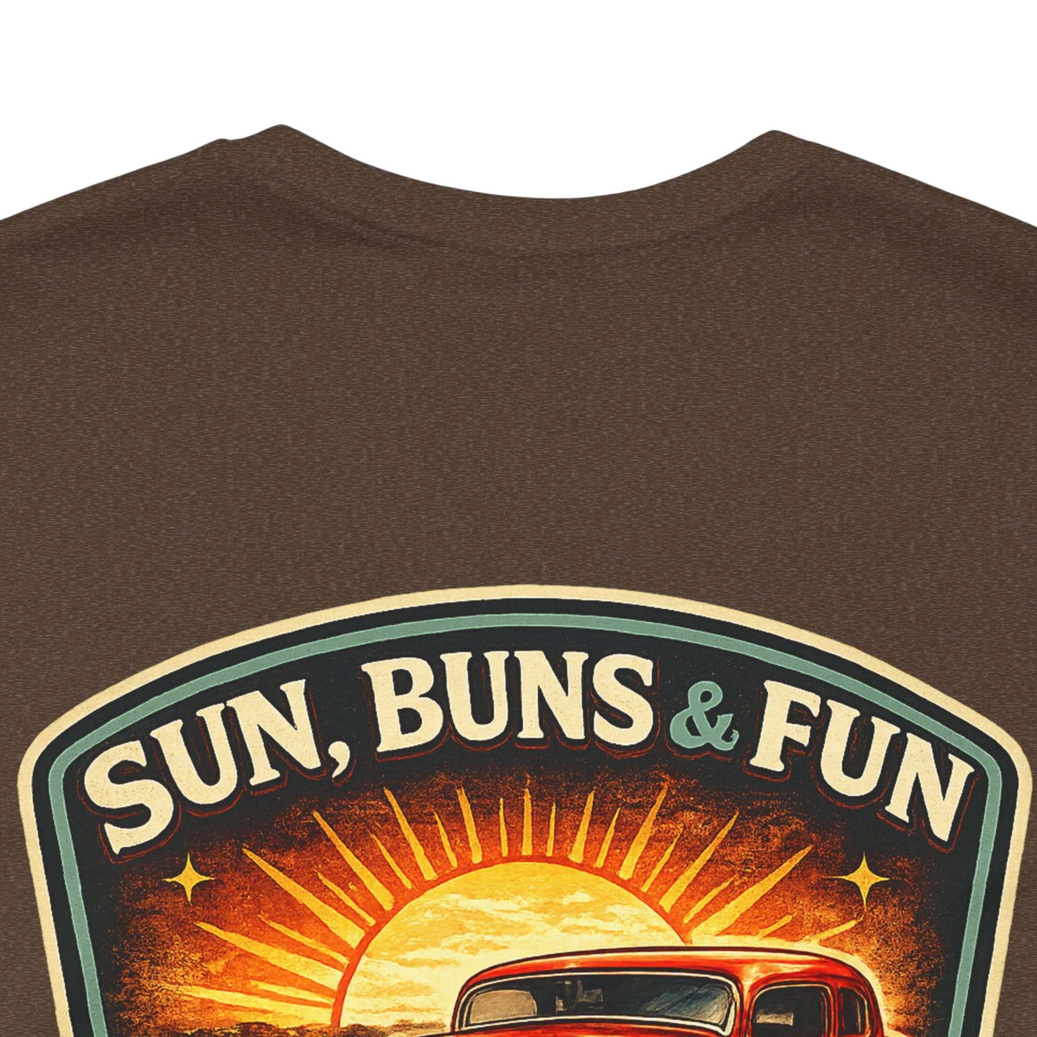 Cruise Night Hot Rod Tee — "Sun, Buns & Fun" Vintage Car T‑Shirt