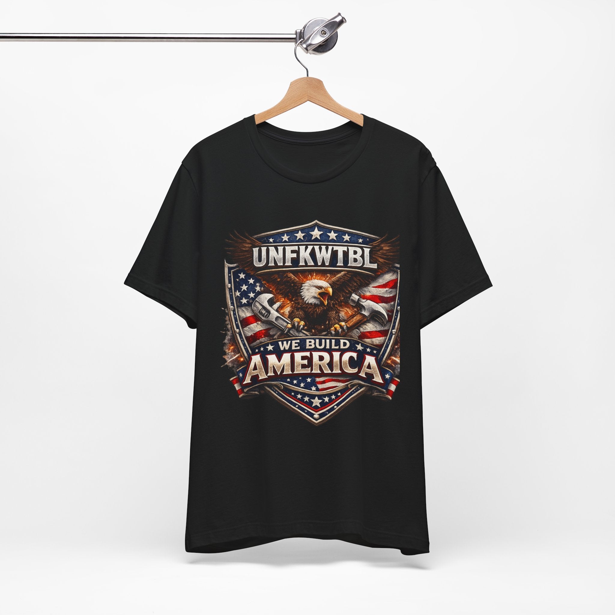 We Build America T-Shirt — Patriotic Eagle Flag Graphic Tee (UNFKWTBL)