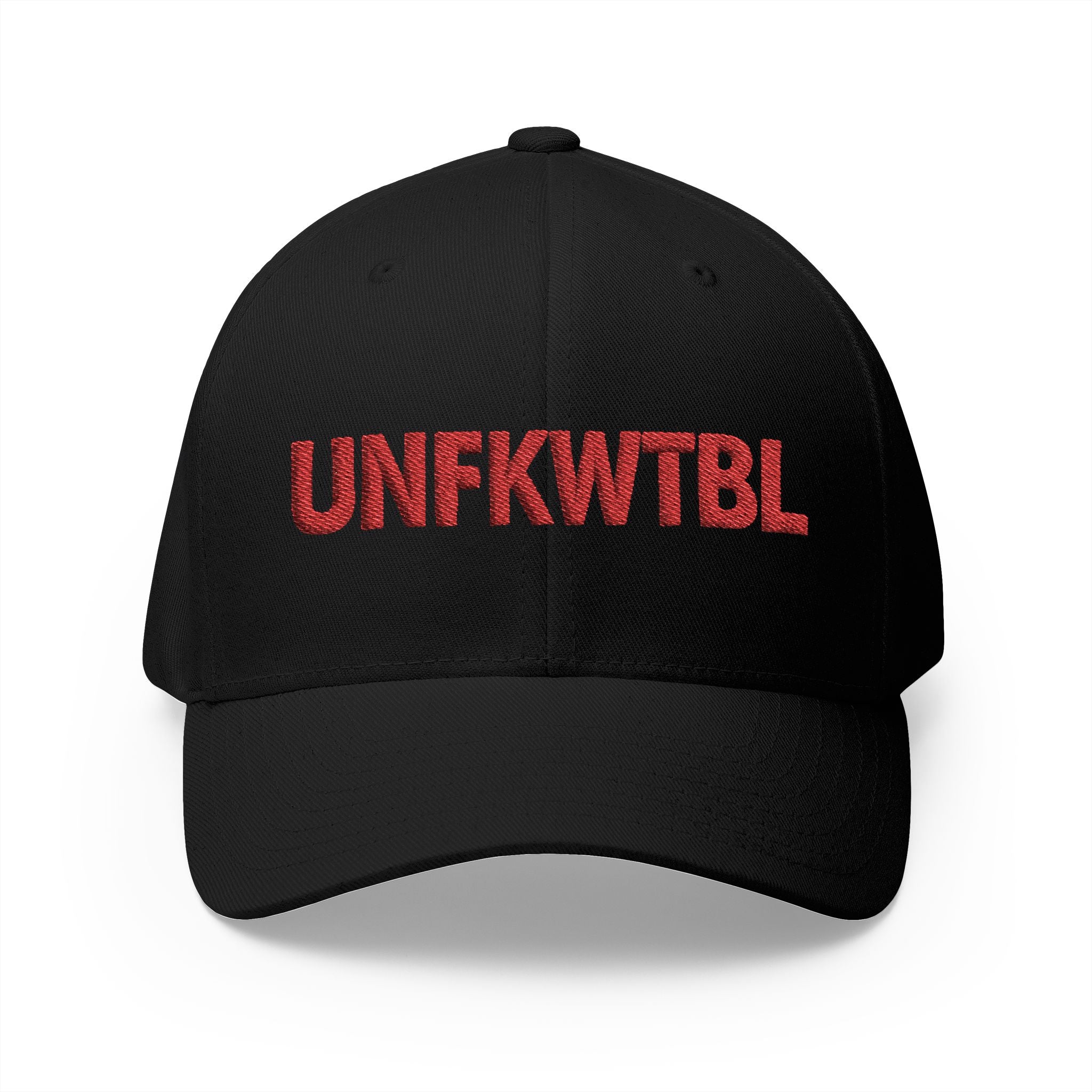 Embroidered UNFKWTBL Cap — Bold Red Lettering Baseball Hat