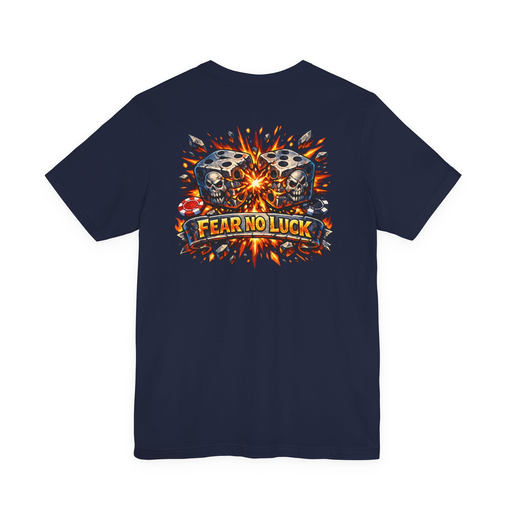 Fear No Luck Skull Graphic Tee — Bold Biker Poker T‑Shirt