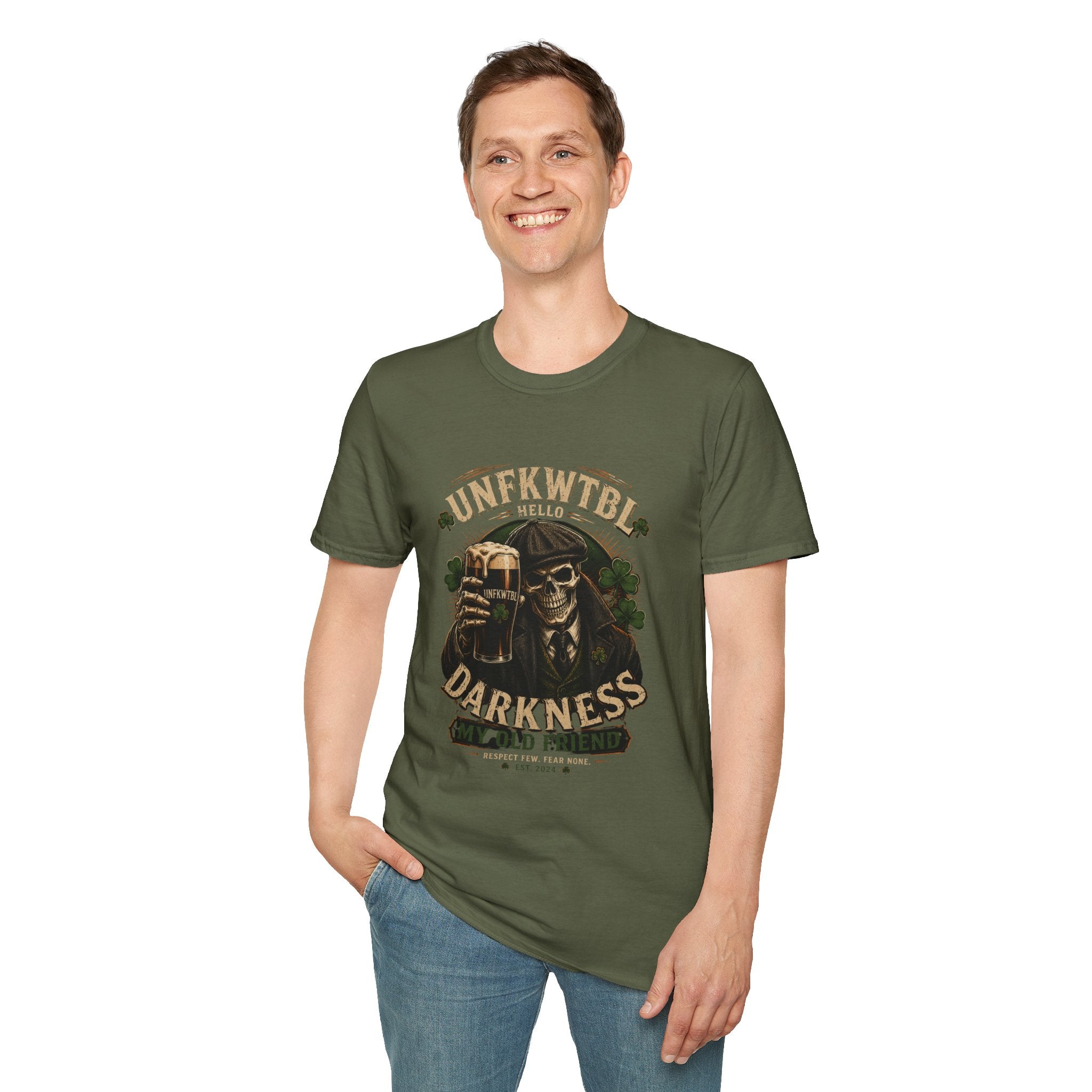 Darkness Hello T-Shirt — Skull & Beer Gothic Graphic Tee