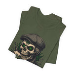 Dead & Lucky Skull Tee with grinning skull graphic and vintage flat cap design on lightweight breathable cotton t-shirt