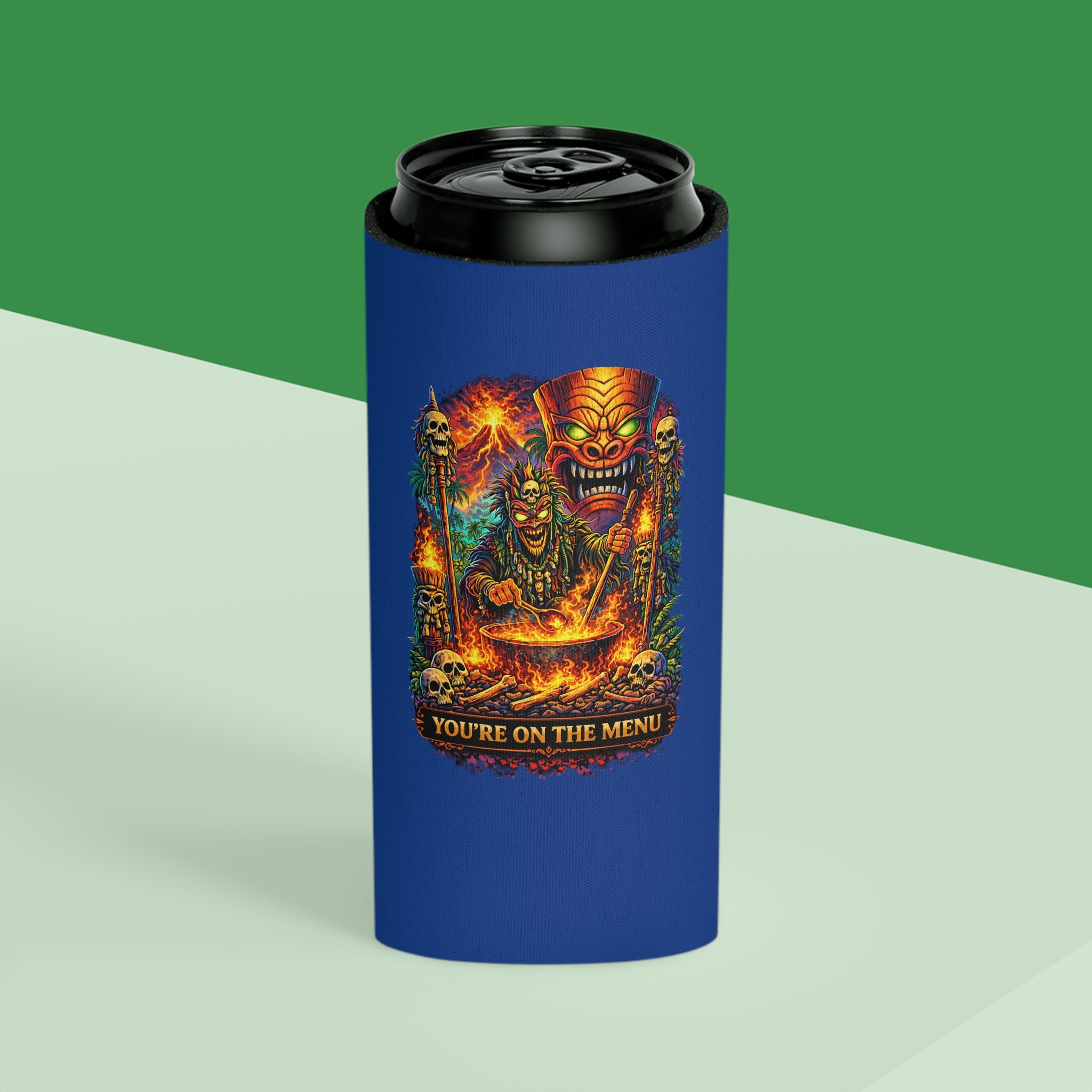 Can Cooler - "Stay Cold" Skull Hand Beer Koozie (You’re On The Menu)