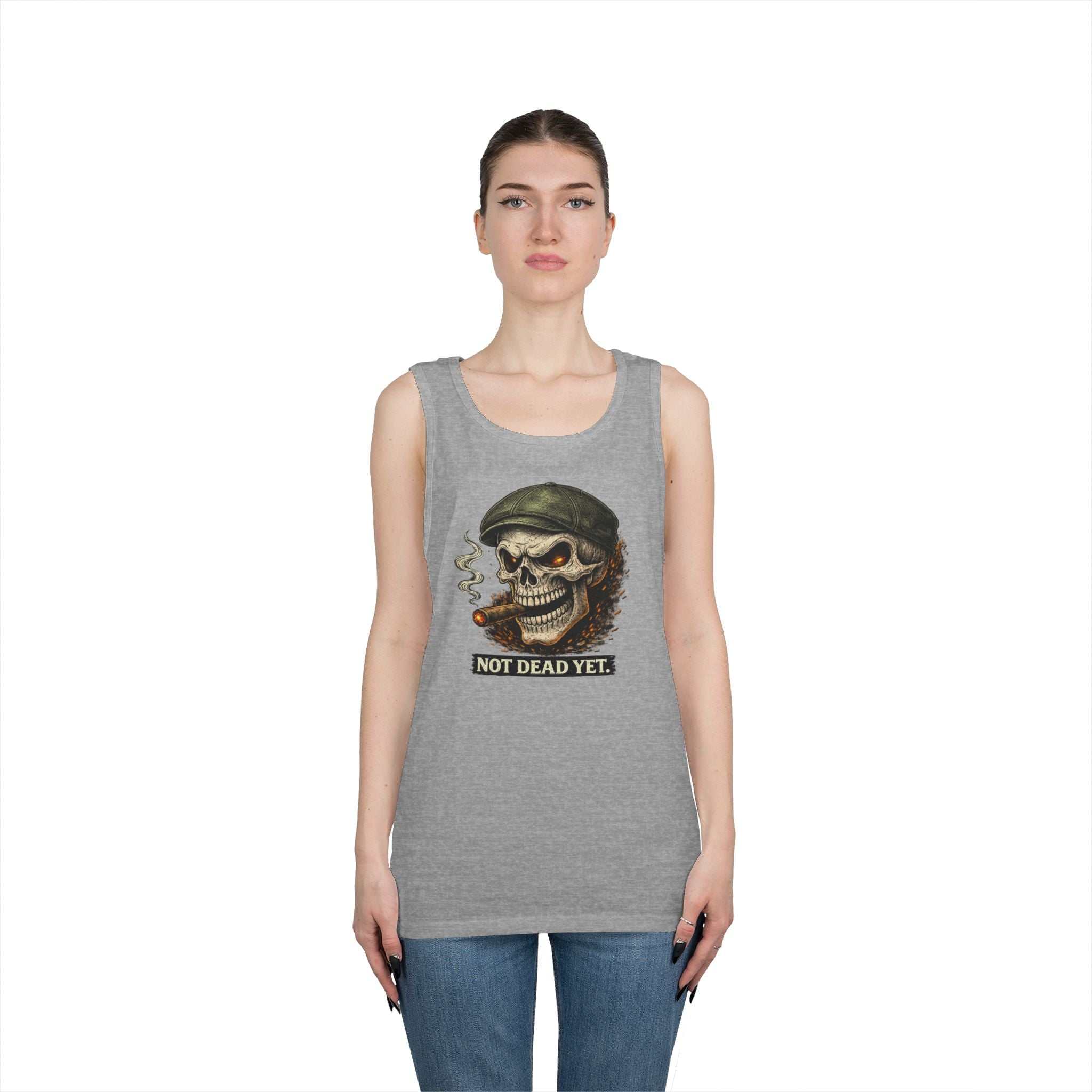 Tank Top — 'Not Dead Yet' Smoking Skull Graphic