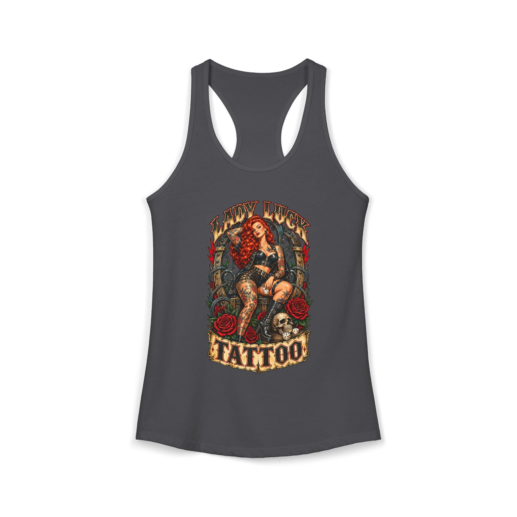 Lady Luck Tattoo Rebel Pinup Women’s Racerback Tank