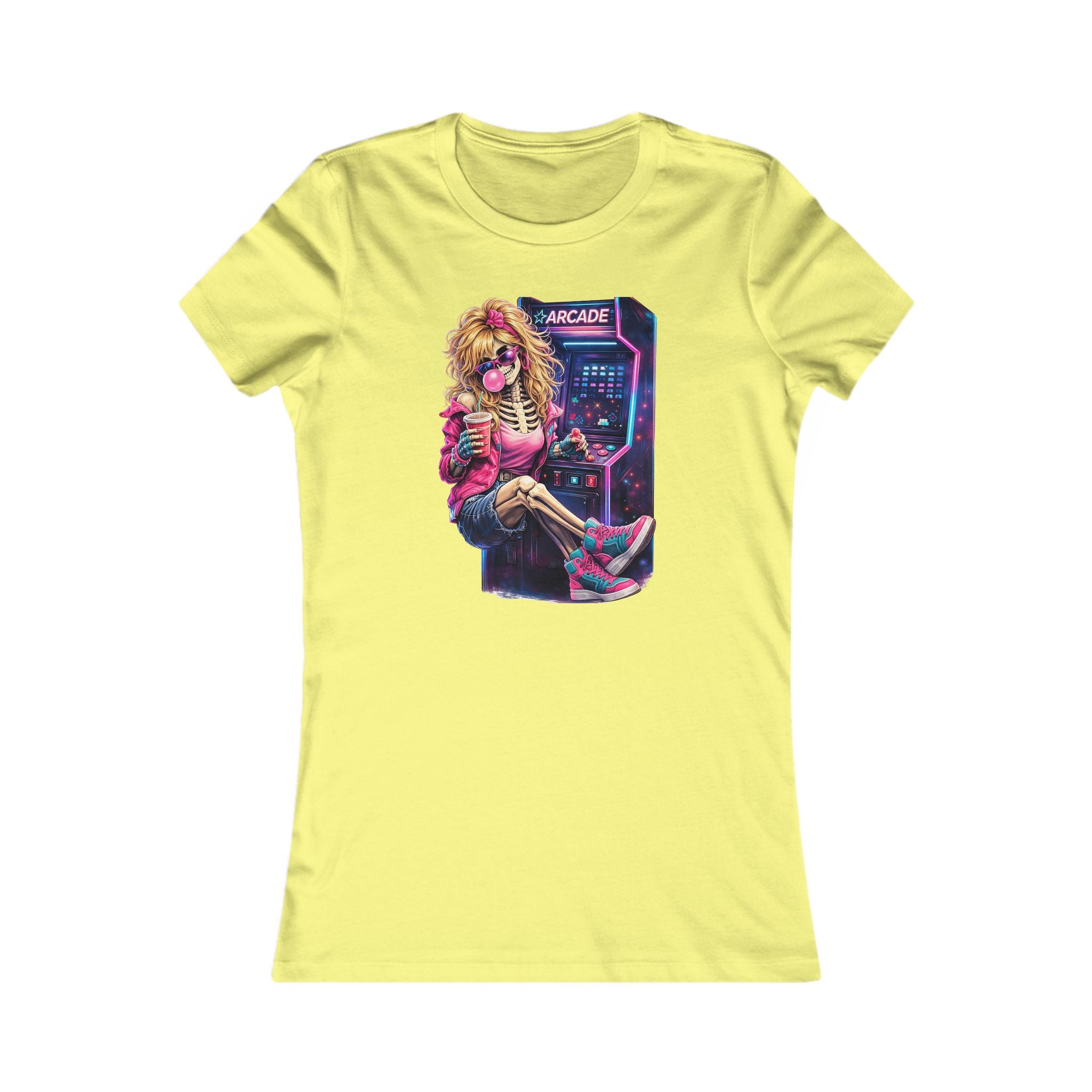 Retro Arcade Girl T‑Shirt — 80s Neon Gamer Tee for Women