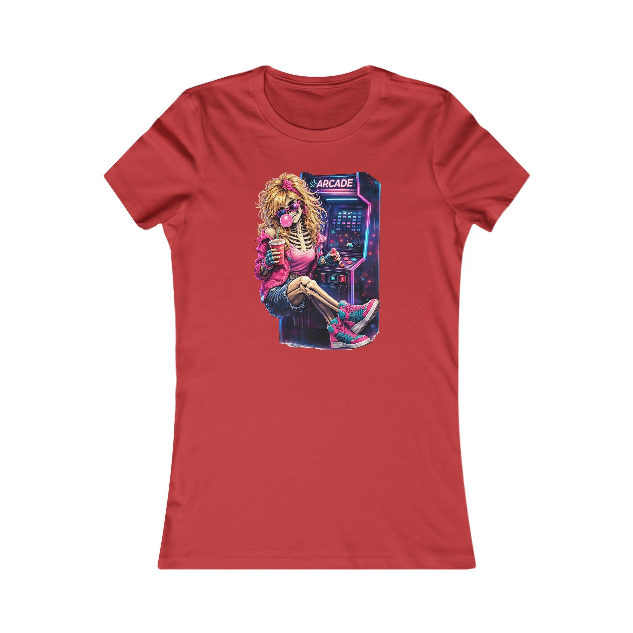 Retro Arcade Girl T‑Shirt — 80s Neon Gamer Tee for Women