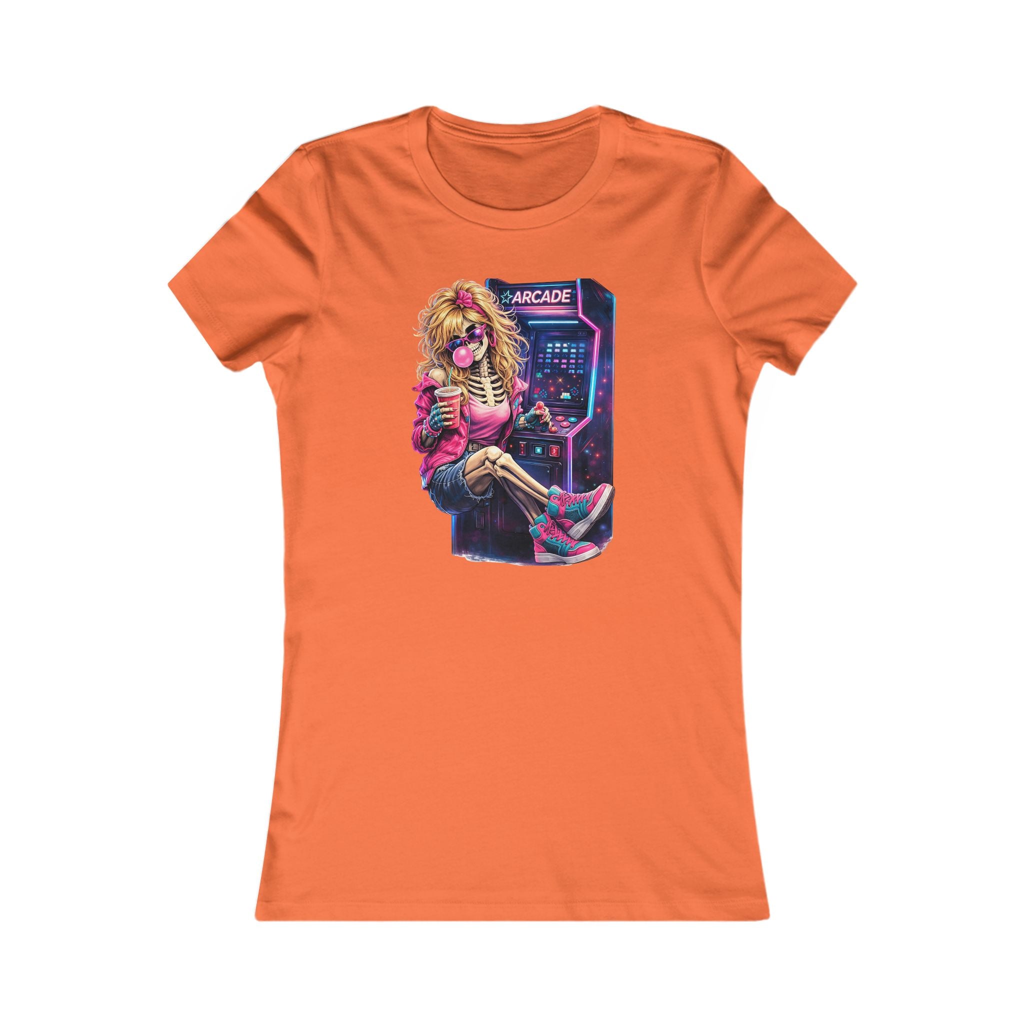 Retro Arcade Girl T‑Shirt — 80s Neon Gamer Tee for Women