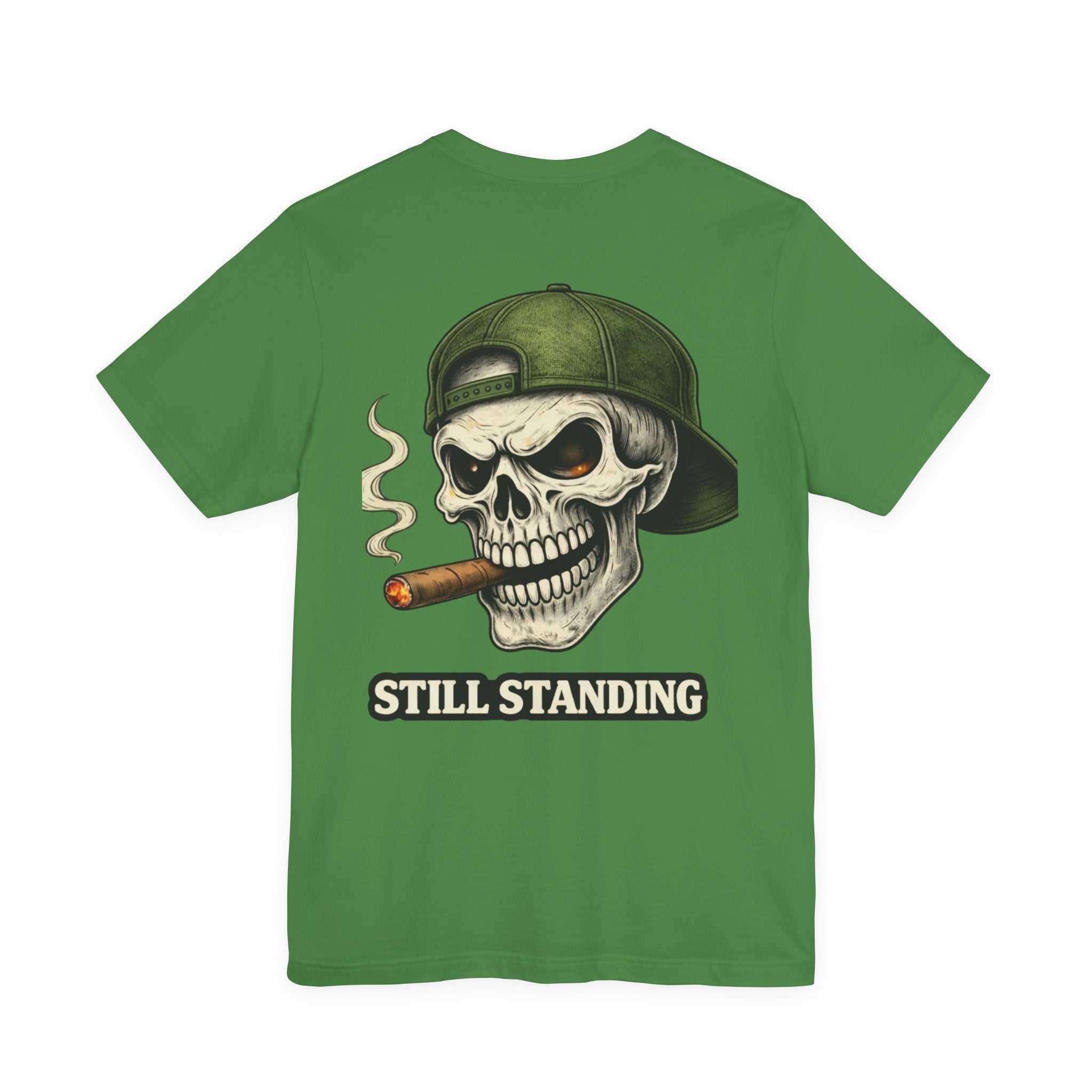 Still Standing Skull Tee — Vintage Military Skull Smoking Cigar T-Shirt